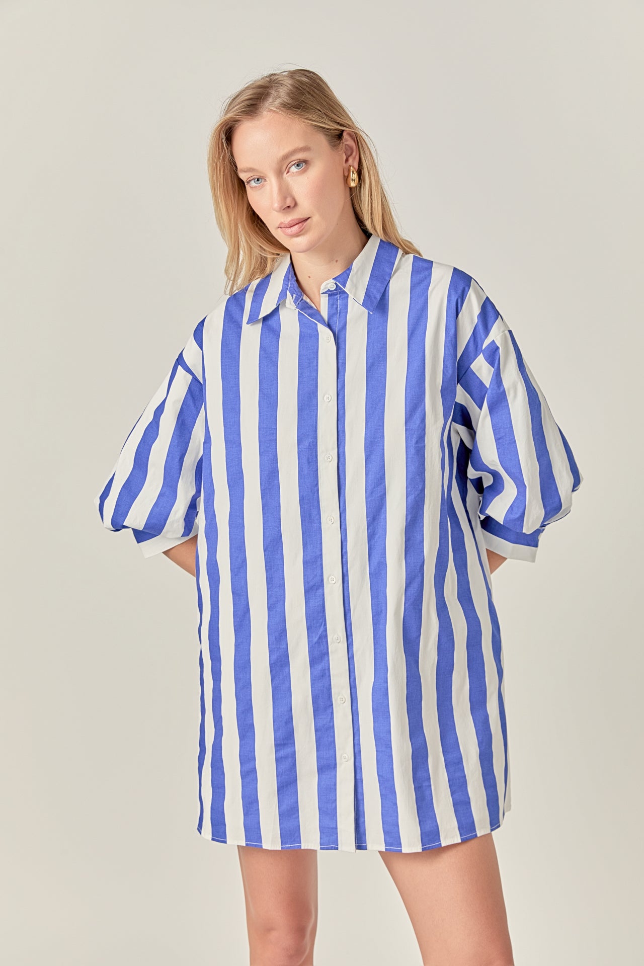 blue by betsey johnson cady dress bootie Pinstripe Polished Shirt Dress – English Factory main image 1