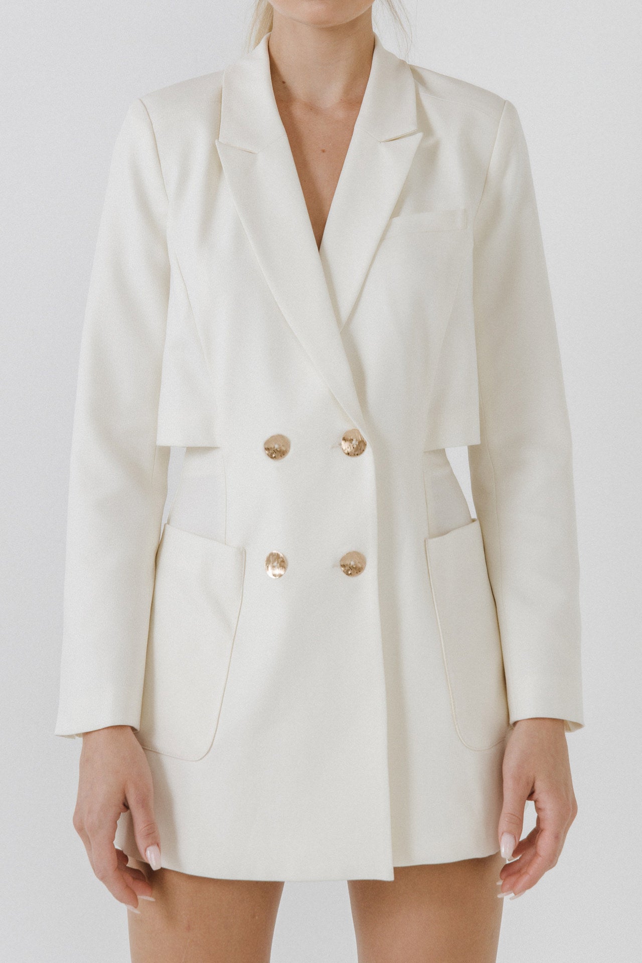 ENDLESS ROSE - Open Back Blazer Romper - ROMPERS available at Objectrare