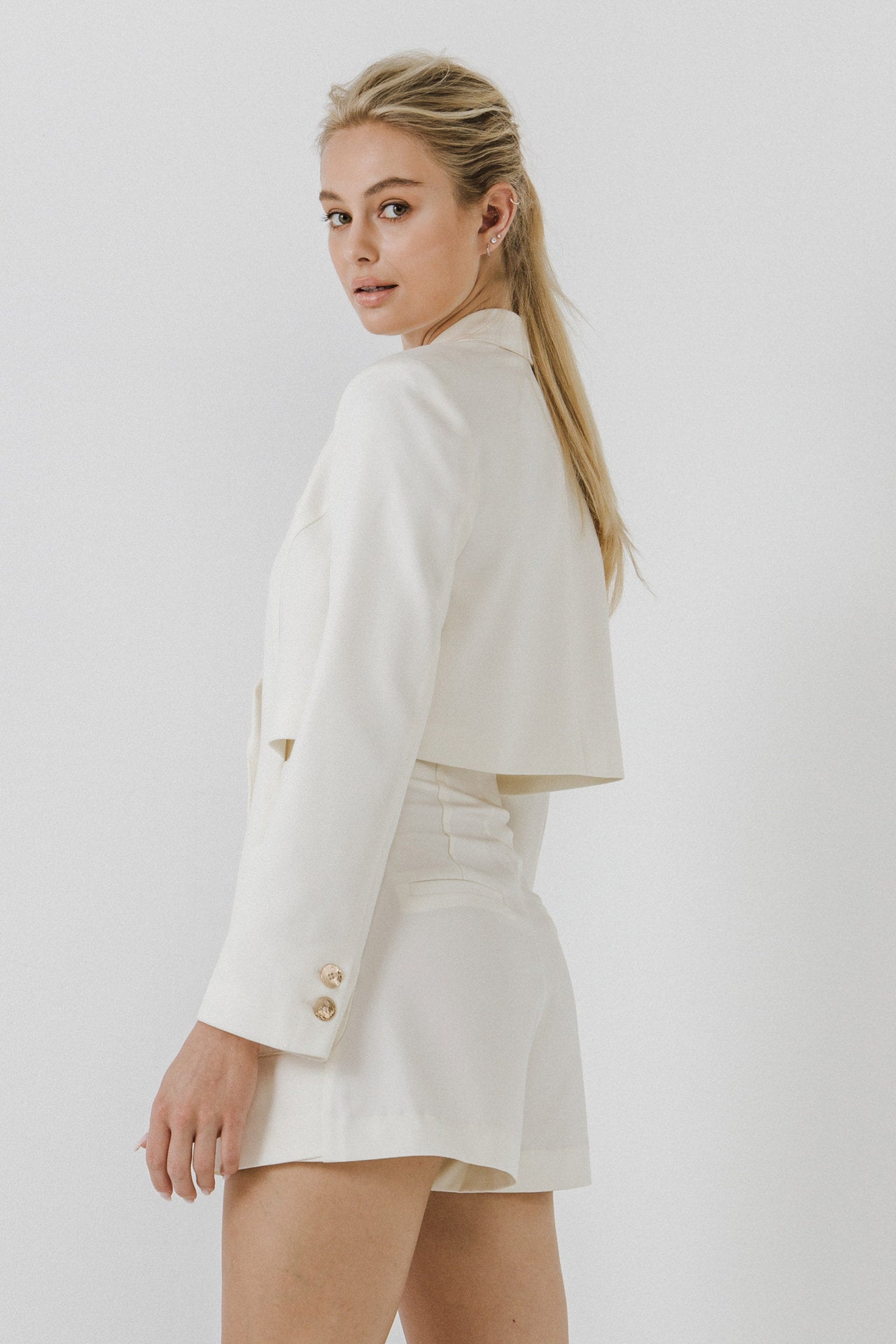ENDLESS ROSE - Open Back Blazer Romper - ROMPERS available at Objectrare