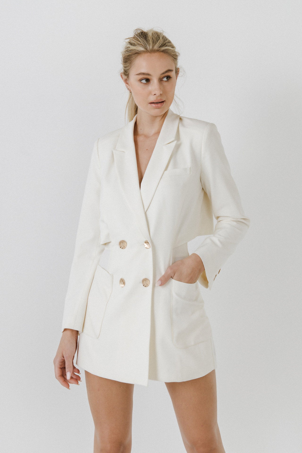 ENDLESS ROSE - Open Back Blazer Romper - ROMPERS available at Objectrare