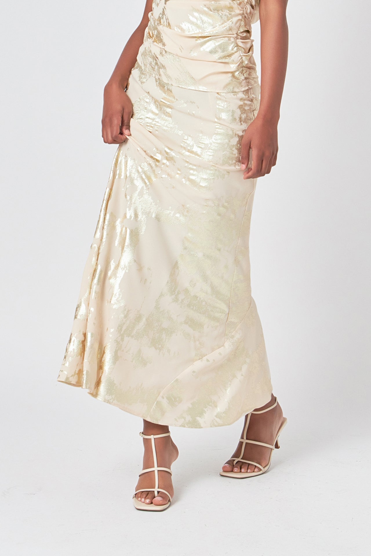 ENDLESS ROSE - Printed Foil Maxi Skirt - SKIRTS available at Objectrare