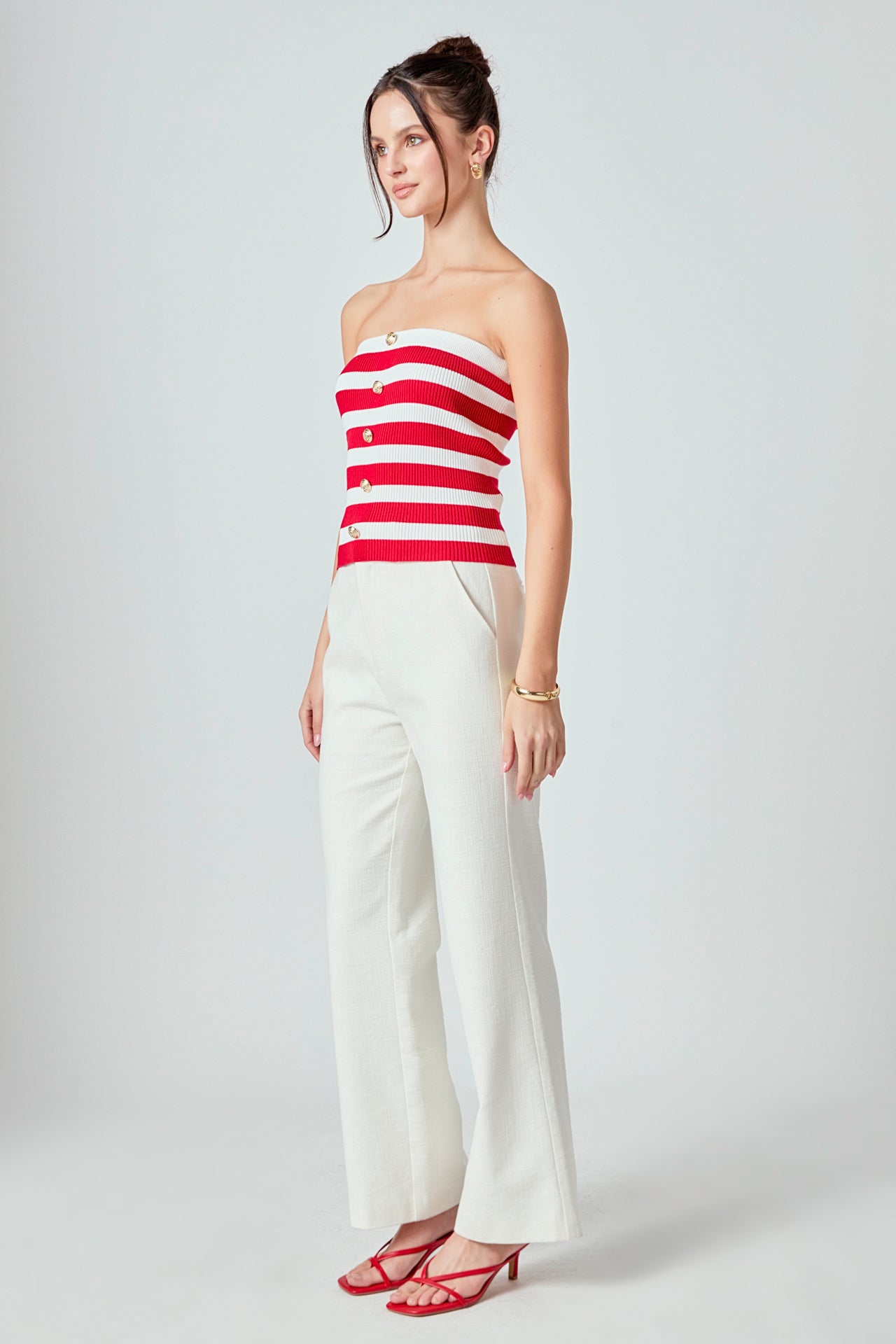 MARSY - Striped Strapless Top - TOPS available at Objectrare
