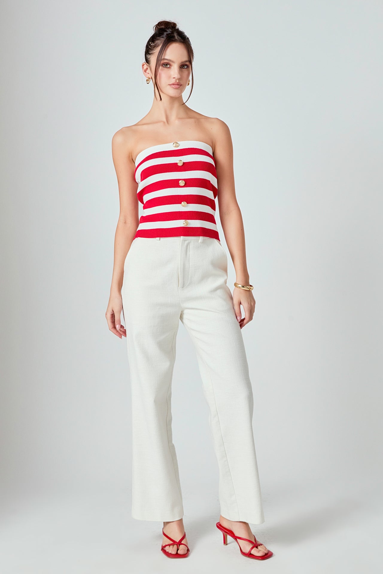 MARSY - Striped Strapless Top - TOPS available at Objectrare
