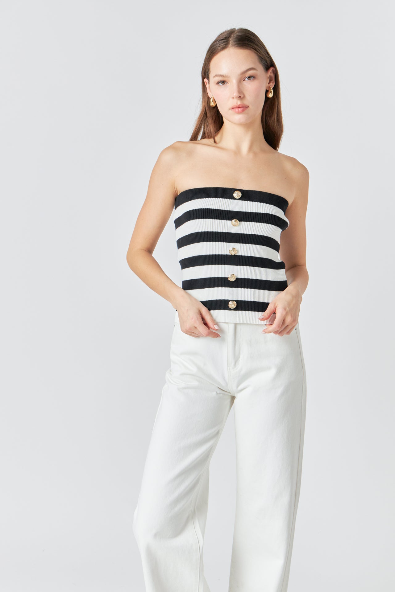 MARSY - Striped Strapless Top - TOPS available at Objectrare