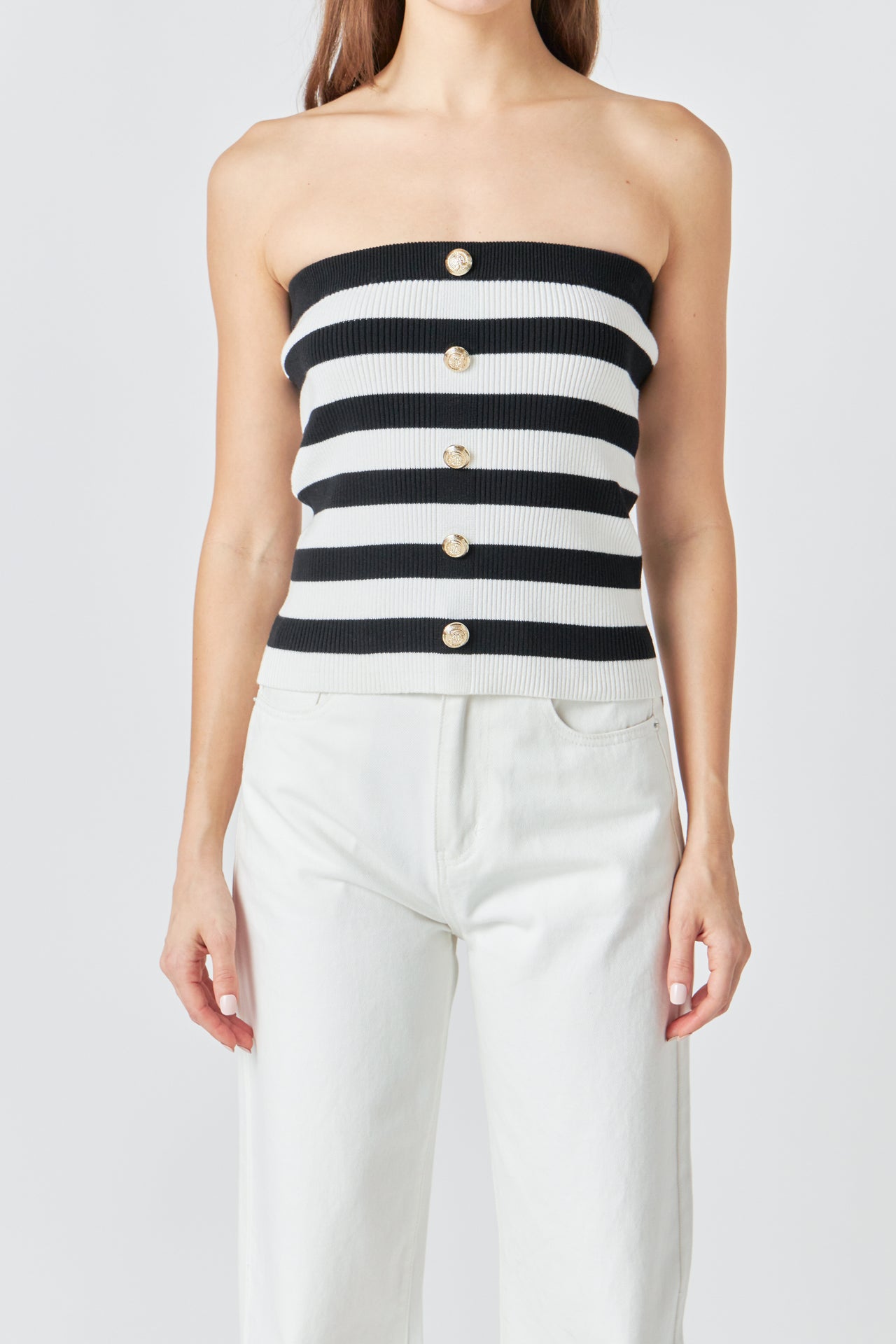MARSY - Striped Strapless Top - TOPS available at Objectrare