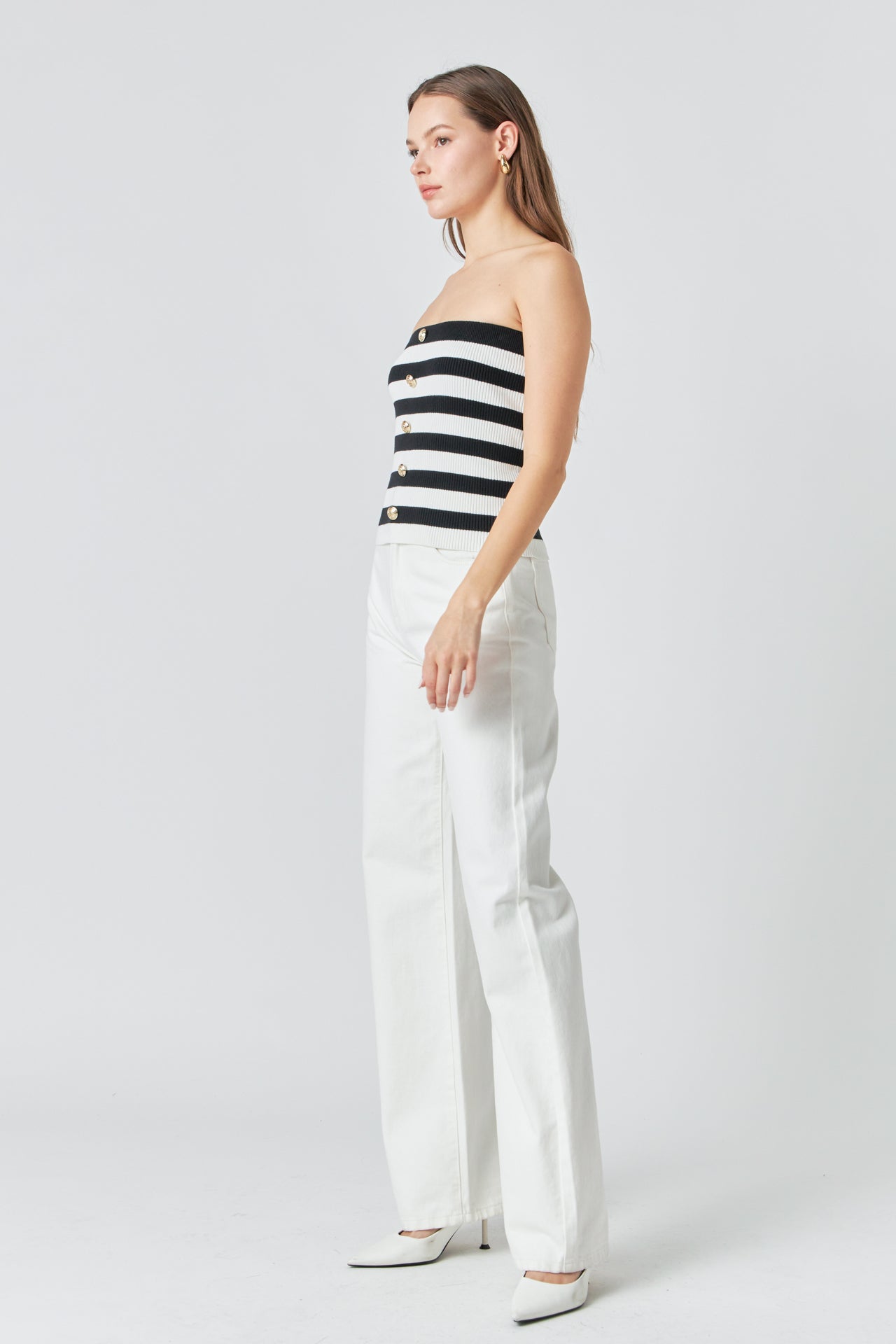 MARSY - Striped Strapless Top - TOPS available at Objectrare