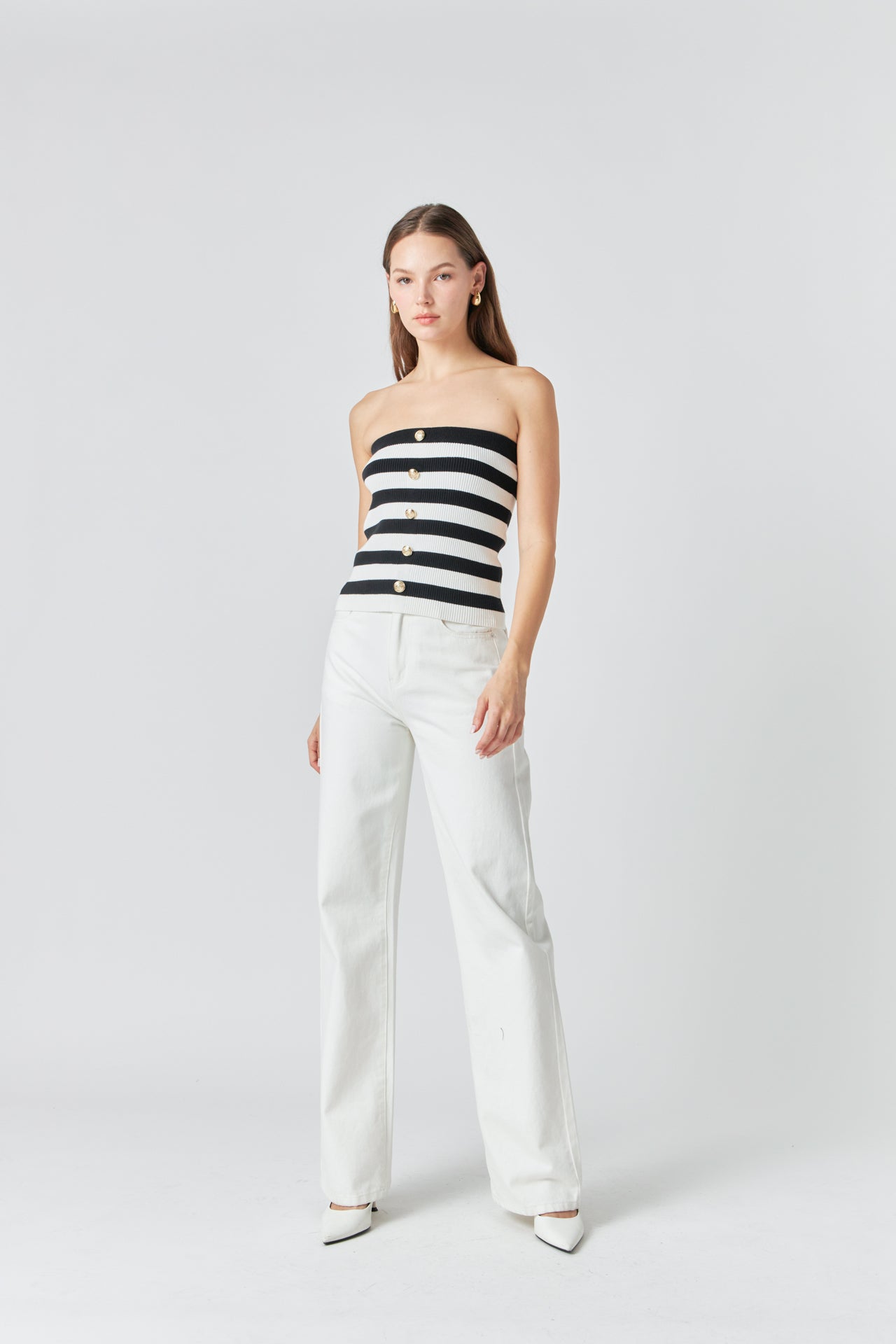 MARSY - Striped Strapless Top - TOPS available at Objectrare