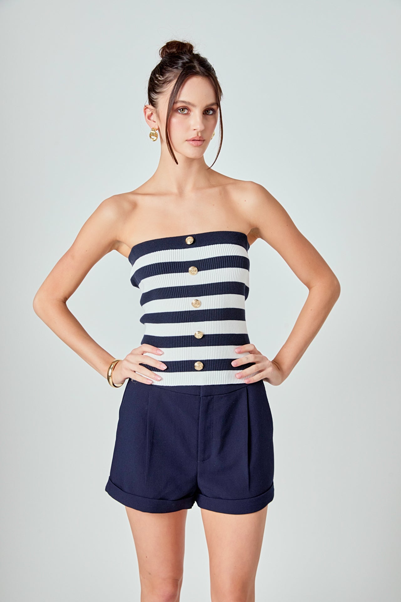 MARSY - Striped Strapless Top - TOPS available at Objectrare