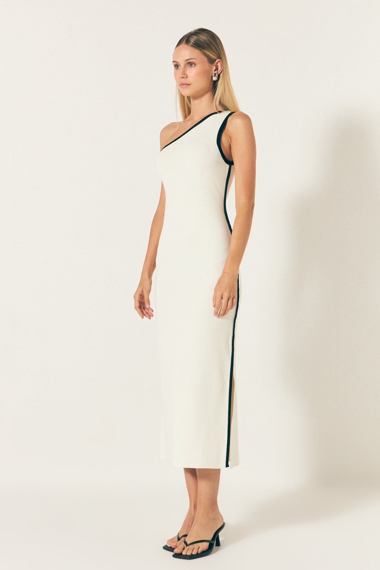 ENDLESS ROSE - Contrast Binding One Shoulder Maxi Dress - DRESSES available at Objectrare
