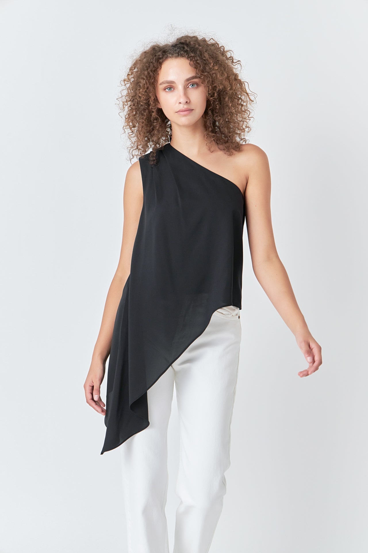ENDLESS ROSE - One Shoulder Waterfall Top - TOPS available at Objectrare