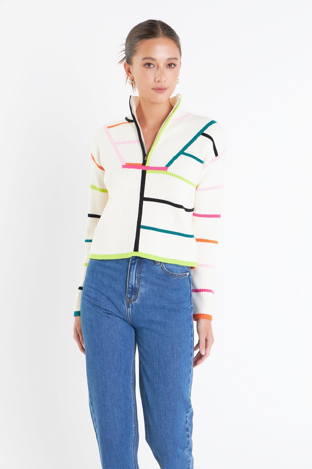 ENGLISH FACTORY - Multi Colored Stripe Sweater - SWEATERS & KNITS available at Objectrare