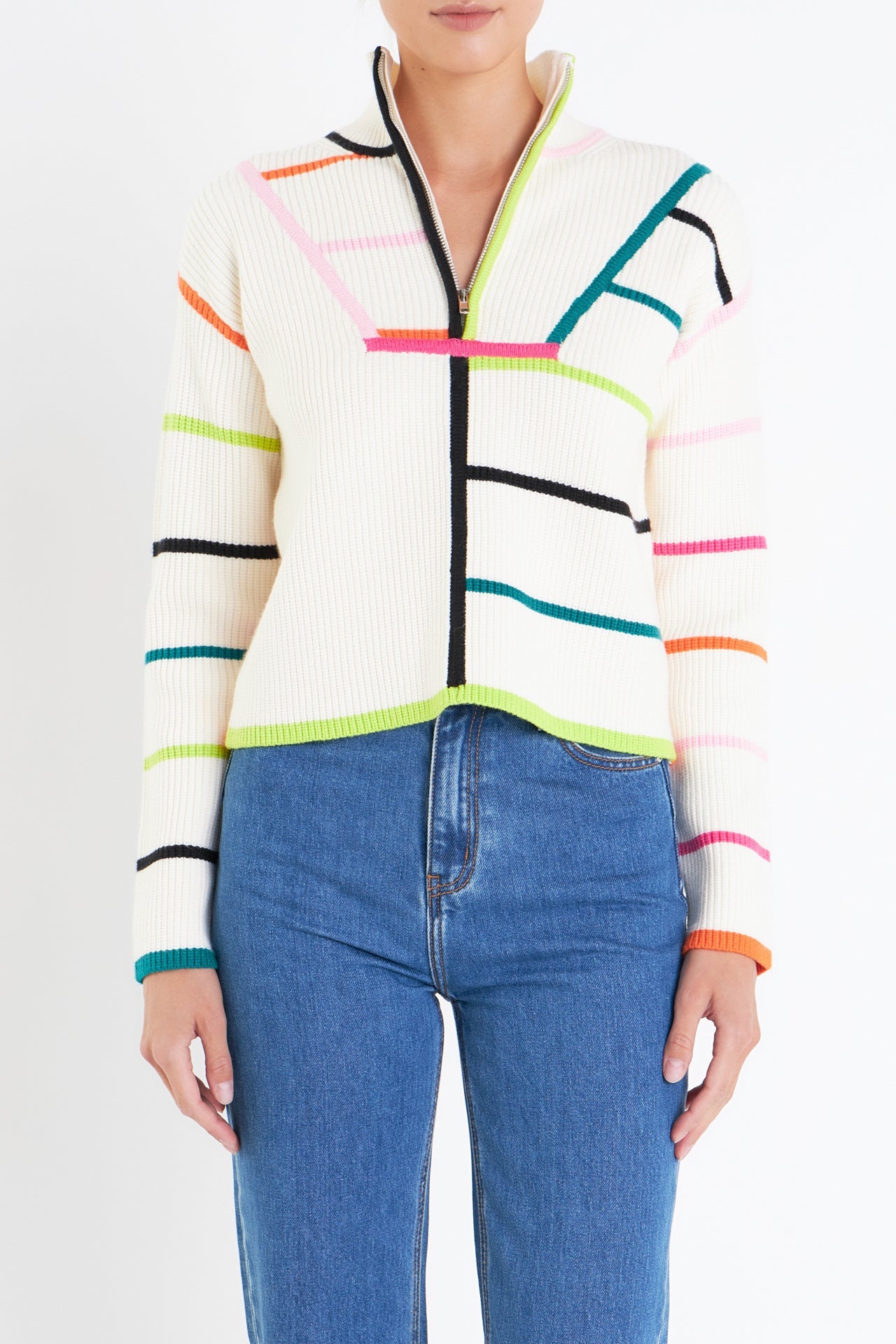 ENGLISH FACTORY - Multi Colored Stripe Sweater - SWEATERS & KNITS available at Objectrare