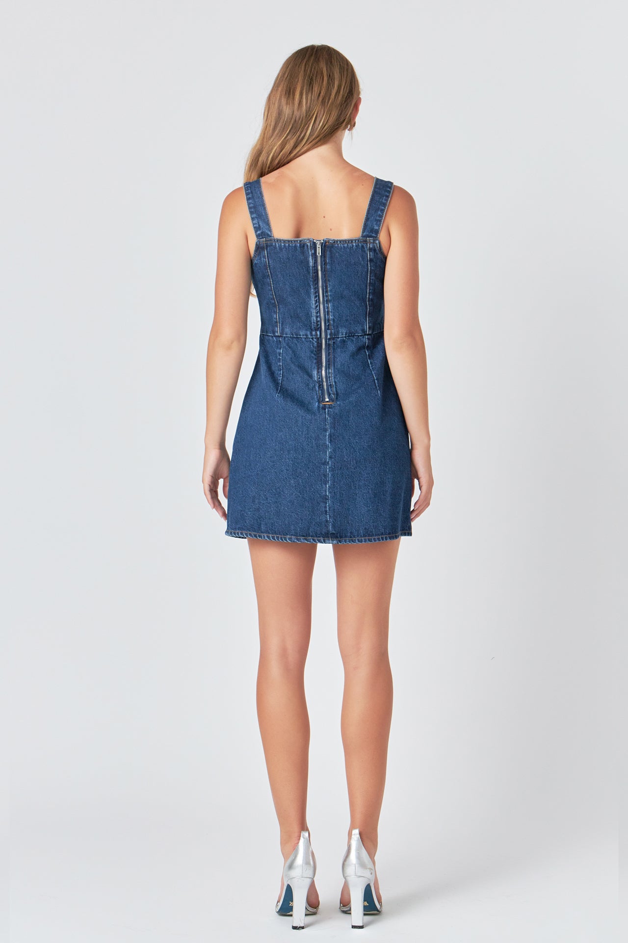 ENDLESS ROSE - Bow Trim Denim Mini Dress - DRESSES available at Objectrare