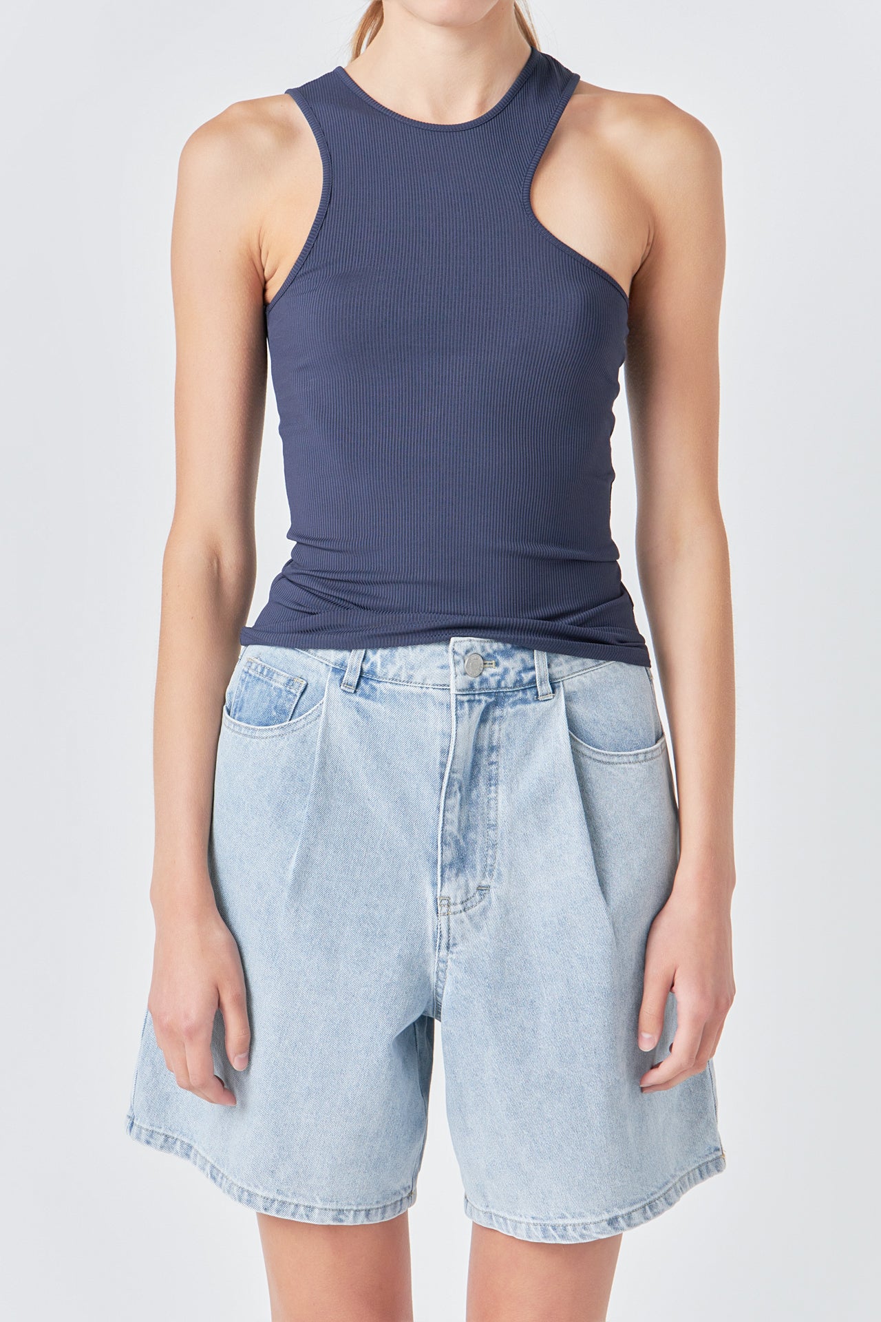 GREY LAB - Asymmetrical Ribbed Top - TOPS available at Objectrare