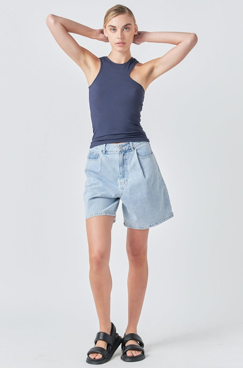 GREY LAB - Asymmetrical Ribbed Top - TOPS available at Objectrare