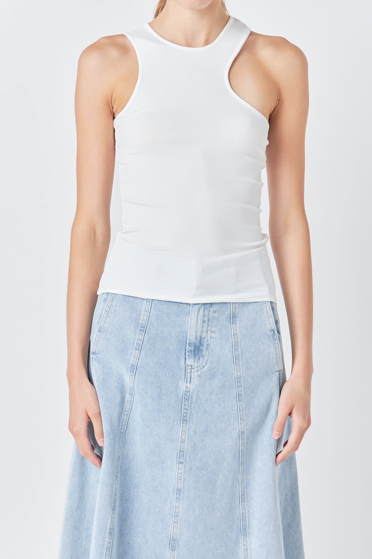 GREY LAB - Asymmetrical Ribbed Top - TOPS available at Objectrare