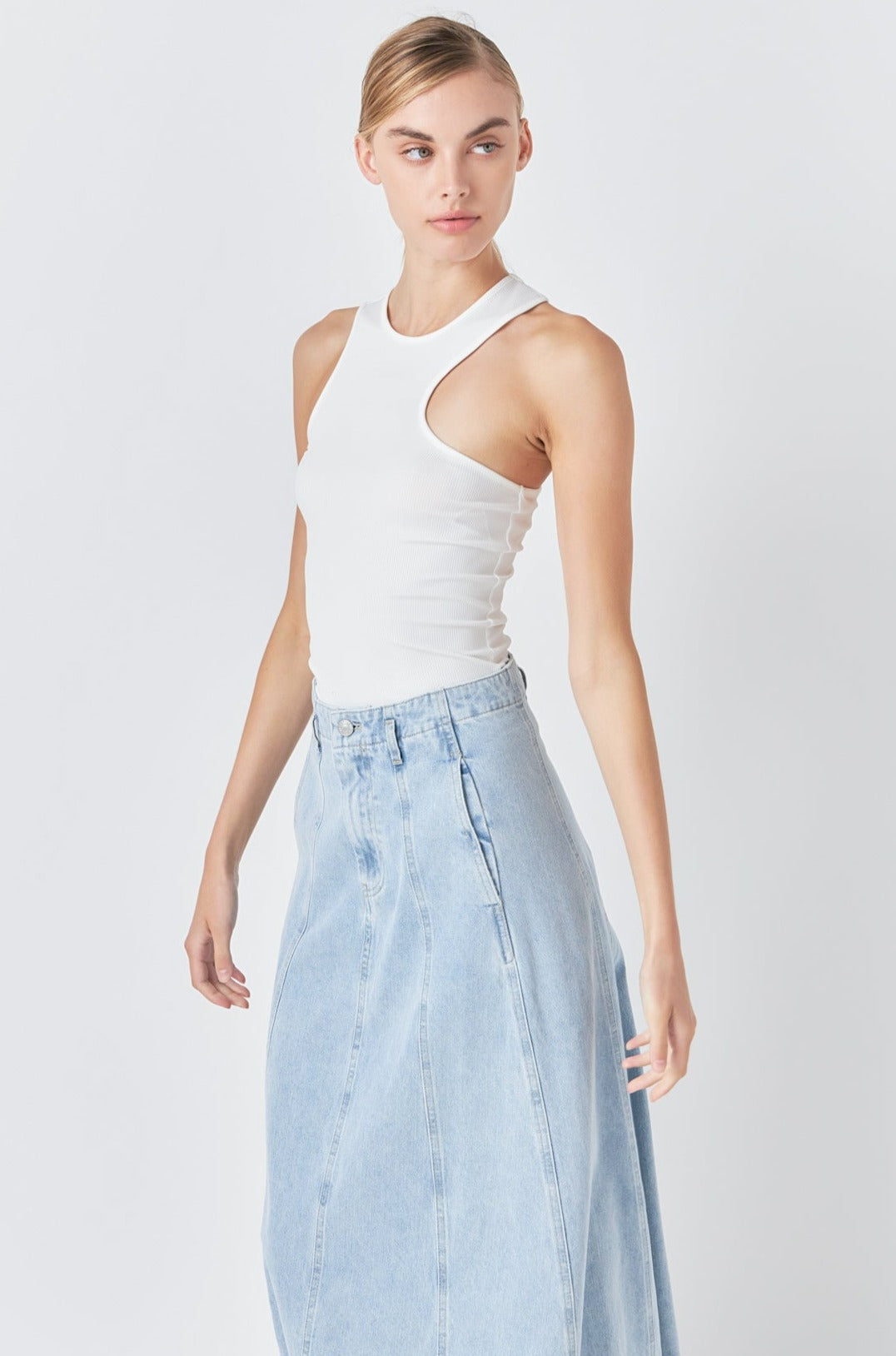 GREY LAB - Asymmetrical Ribbed Top - TOPS available at Objectrare