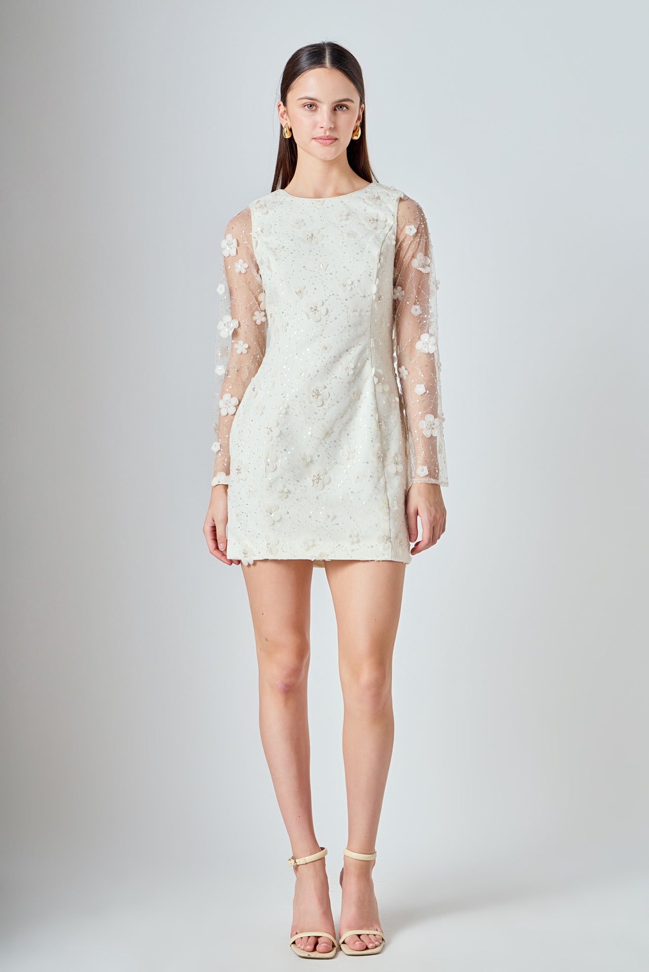 ENDLESS ROSE - Beaded Overlay Floral Mini Dress - DRESSES available at Objectrare