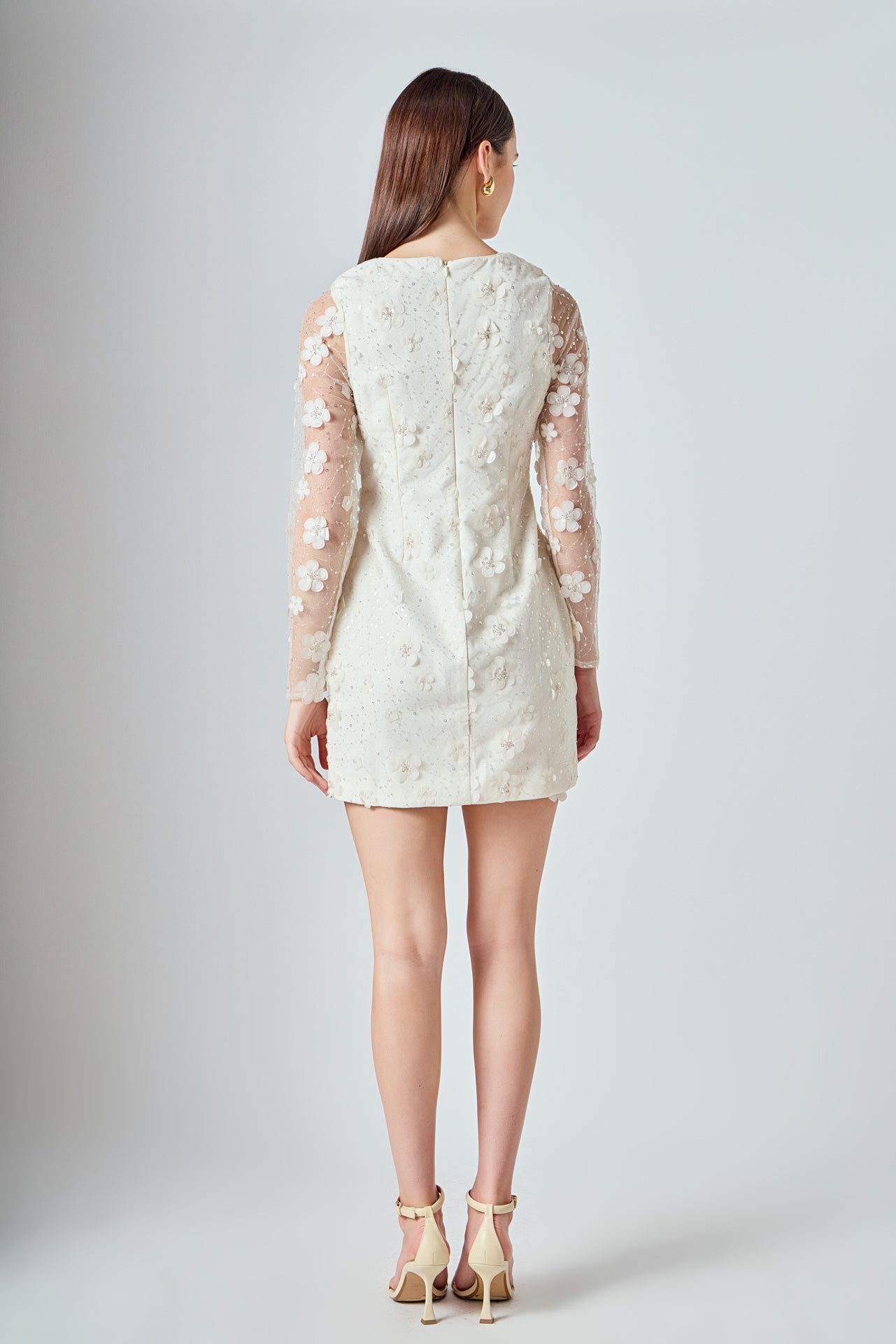 ENDLESS ROSE - Beaded Overlay Floral Mini Dress - DRESSES available at Objectrare