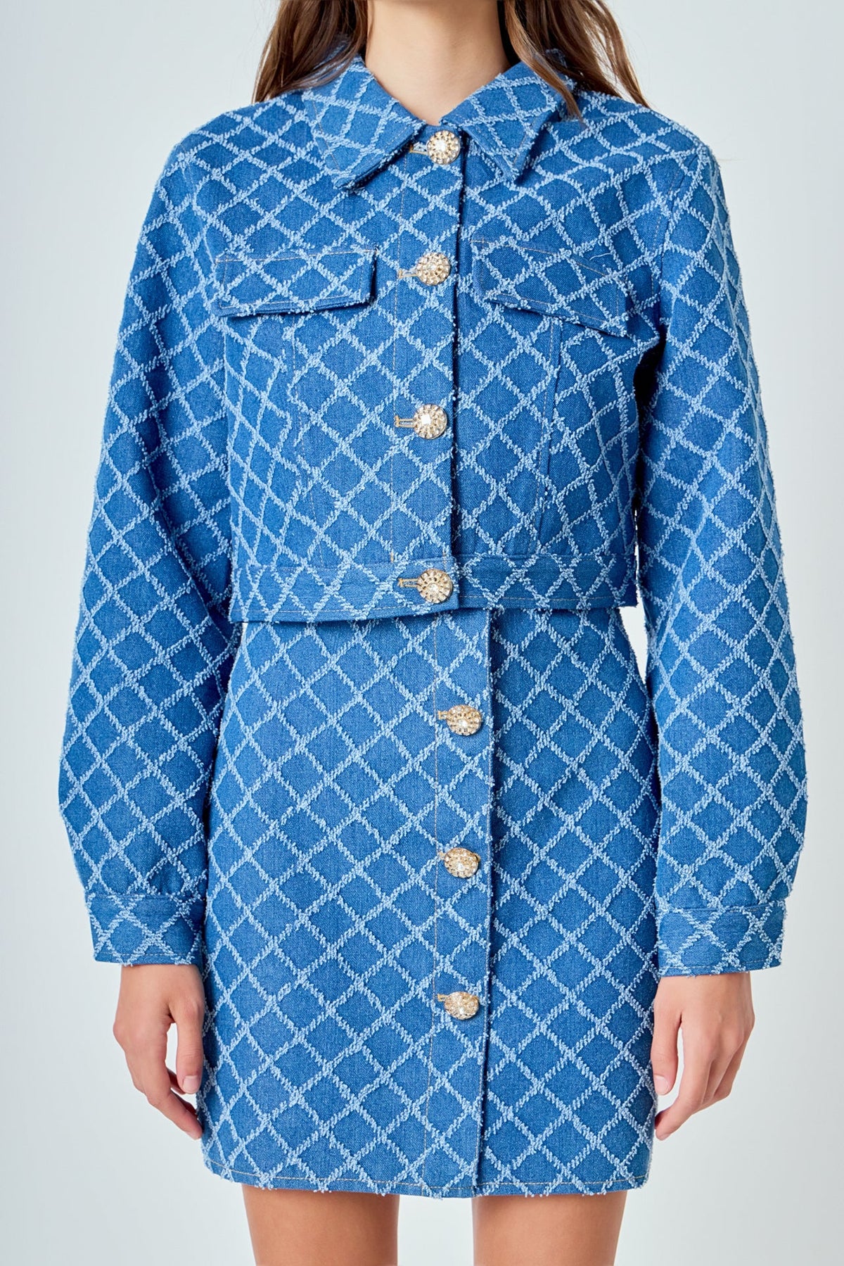 ENDLESS ROSE - Distressed Cropped Denim Jacket - JACKETS available at Objectrare