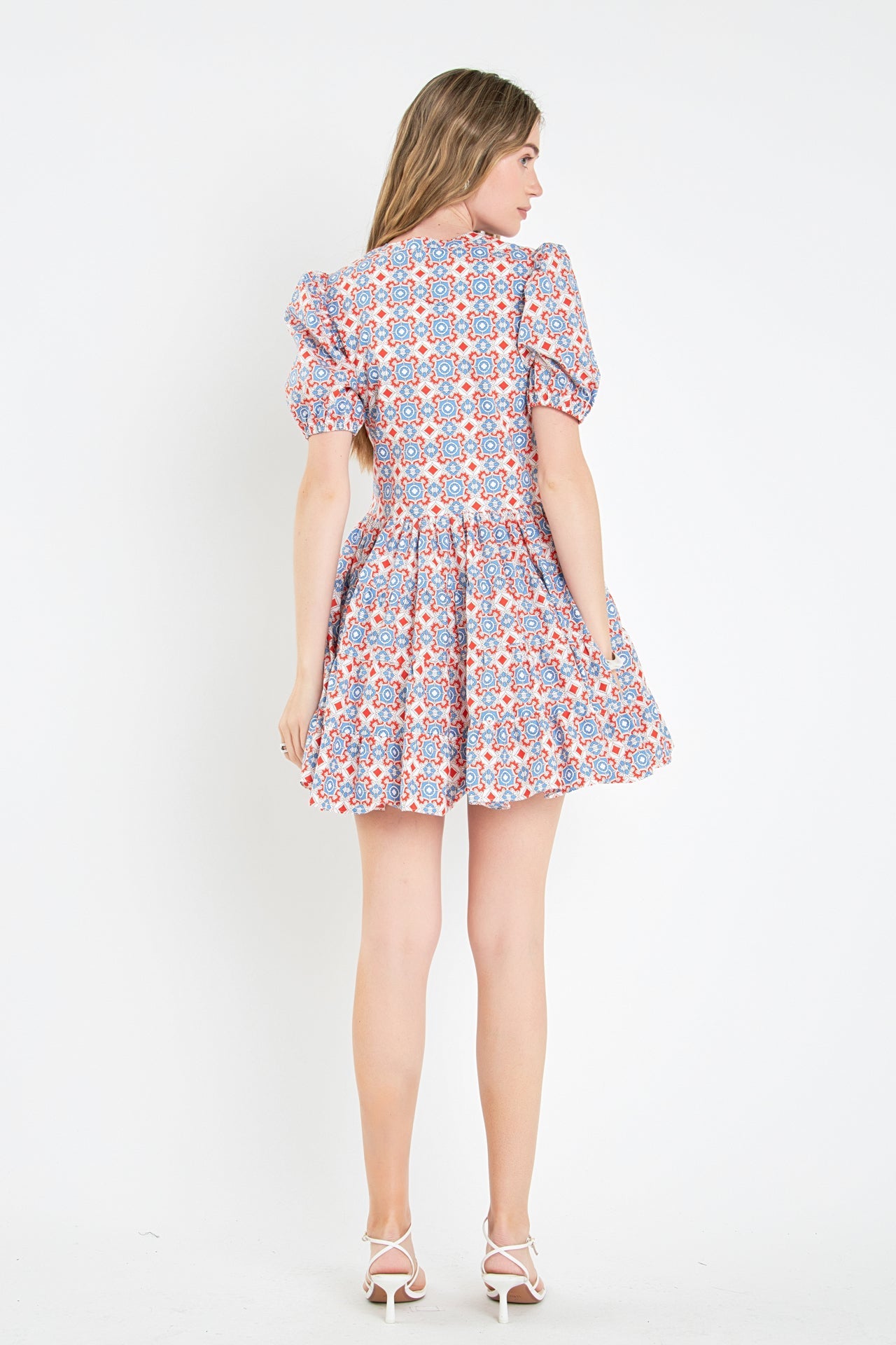 ENGLISH FACTORY - Print Puff Sleeve Mini Dress - DRESSES available at Objectrare