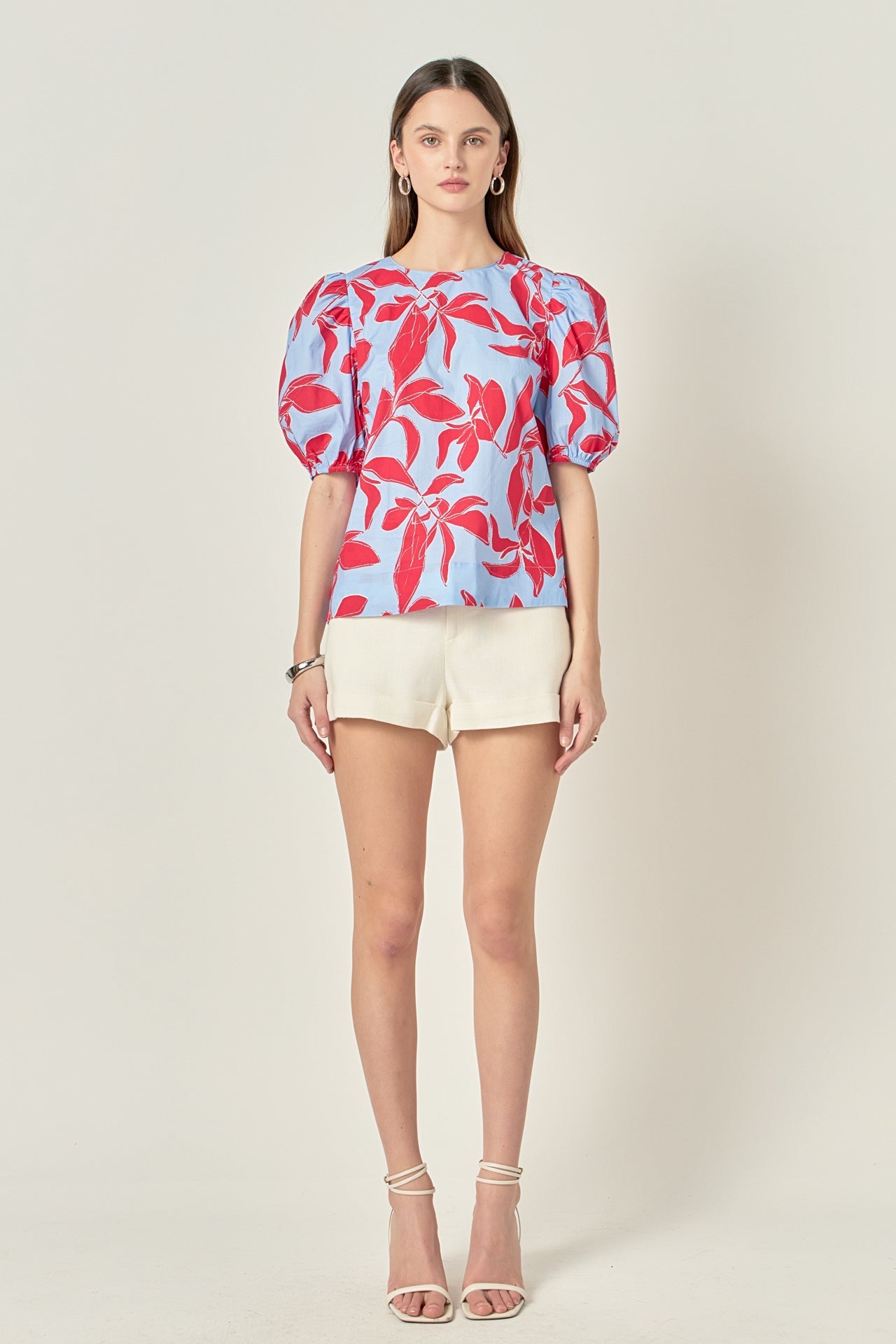 ENGLISH FACTORY - Floral Print Puff Short Sleeve Top - TOPS available at Objectrare