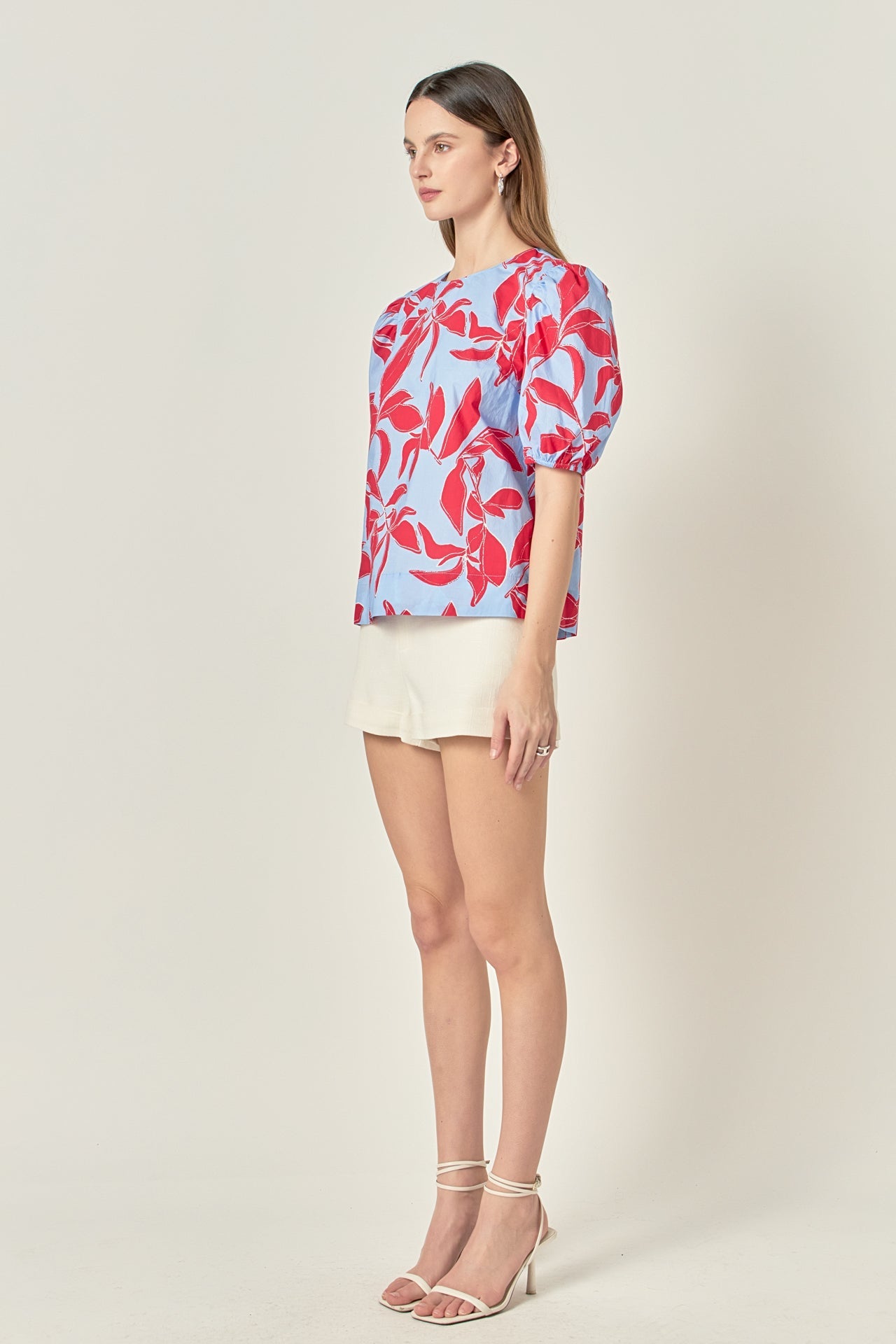 ENGLISH FACTORY - Floral Print Puff Short Sleeve Top - TOPS available at Objectrare
