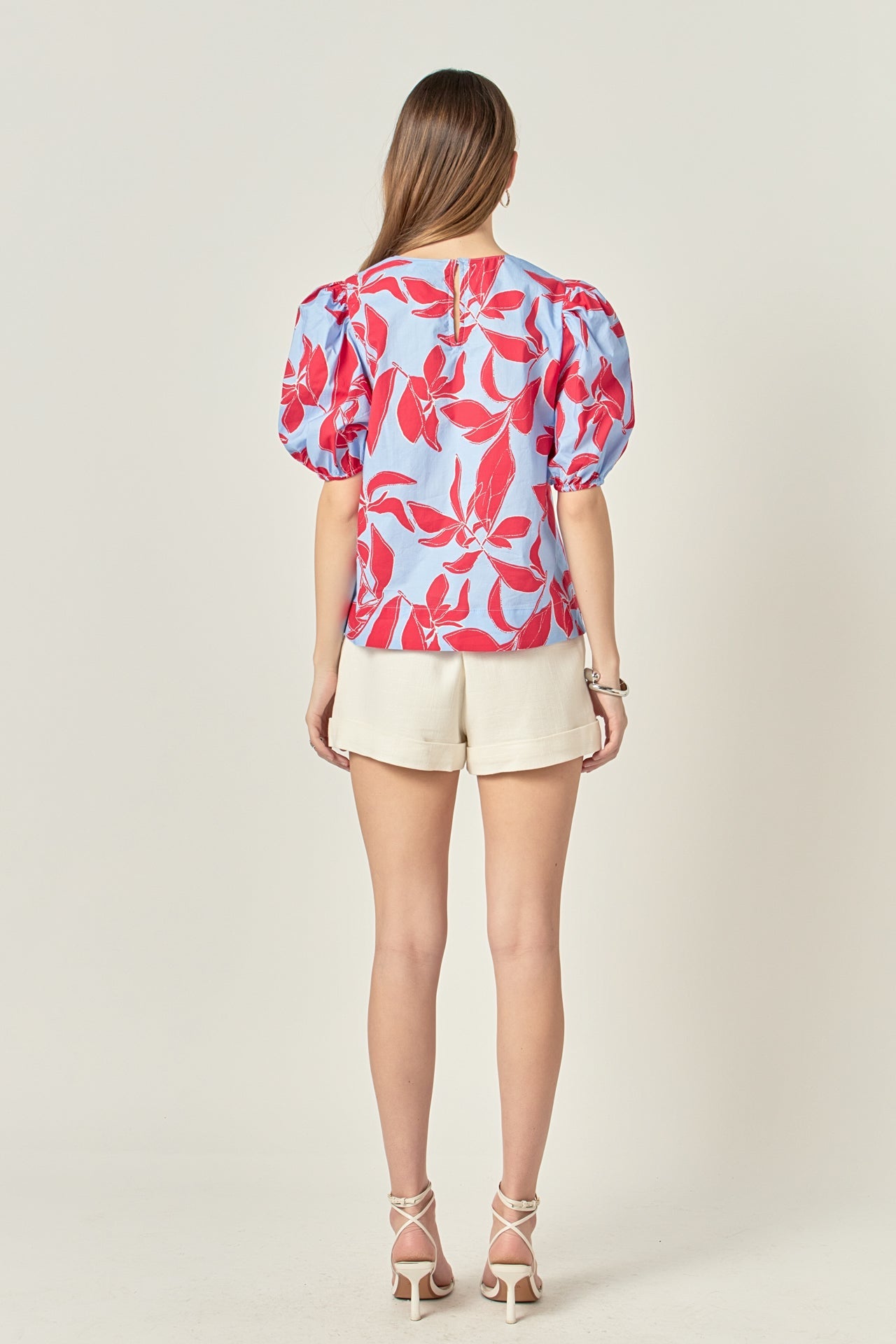 ENGLISH FACTORY - Floral Print Puff Short Sleeve Top - TOPS available at Objectrare
