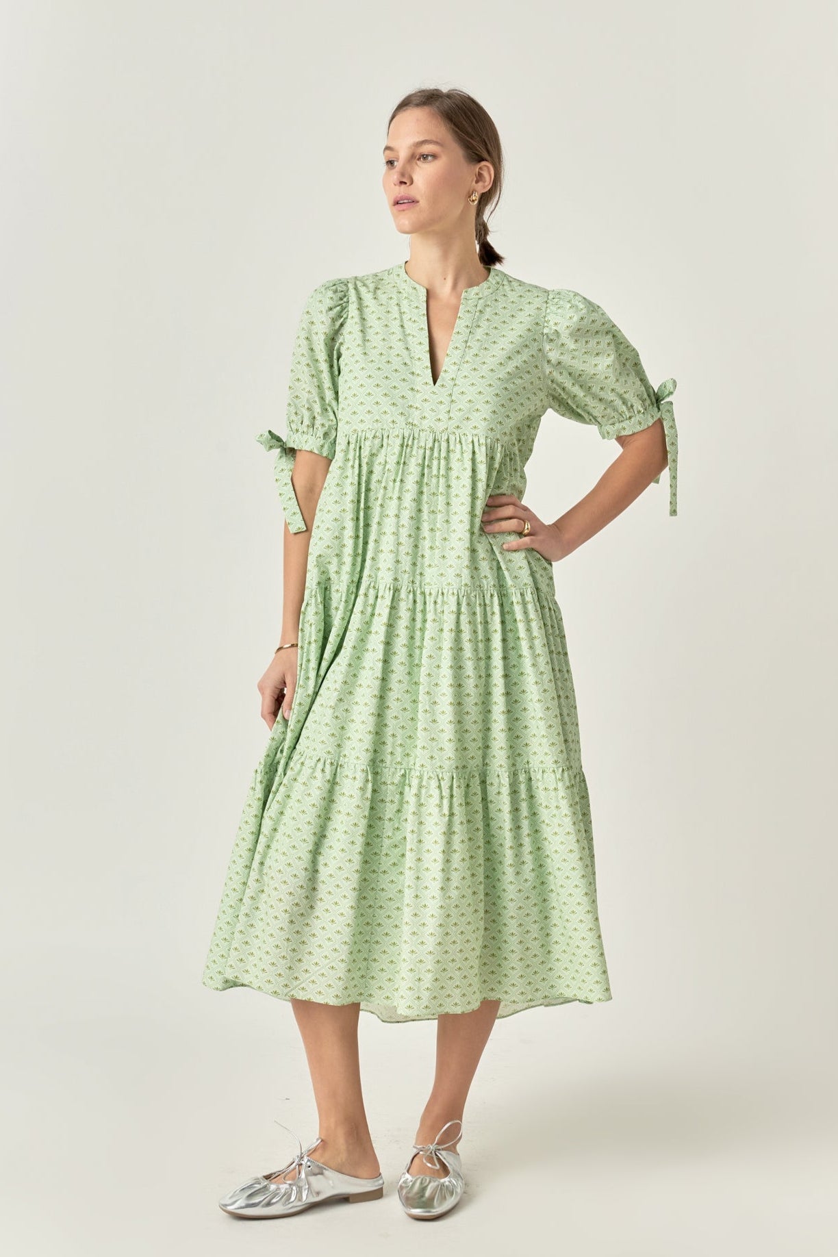 ENGLISH FACTORY - Print V Neck Midi Dress - DRESSES available at Objectrare