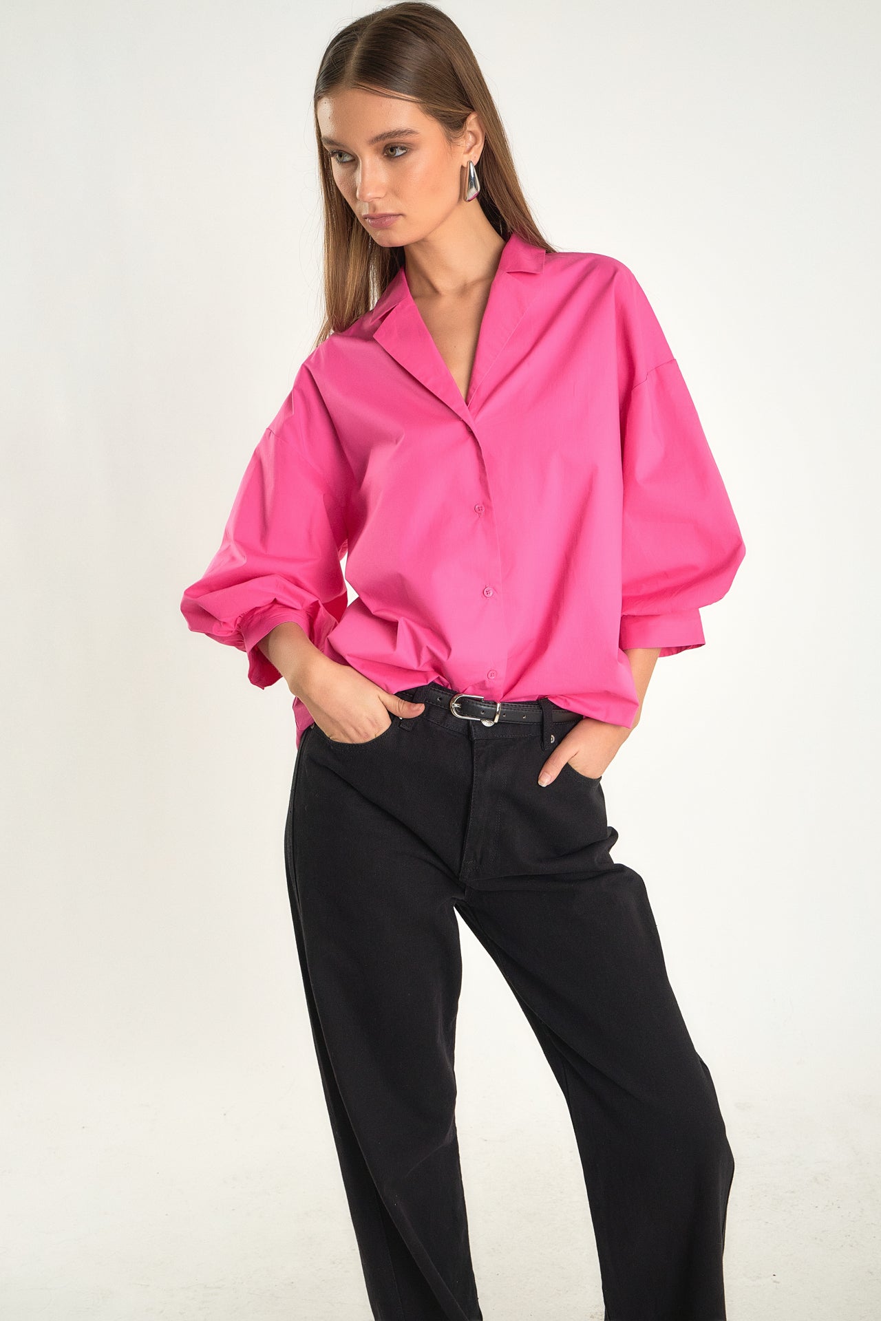 ENDLESS ROSE - Blouson Sleeve Collared Shirt - SHIRTS & BLOUSES available at Objectrare