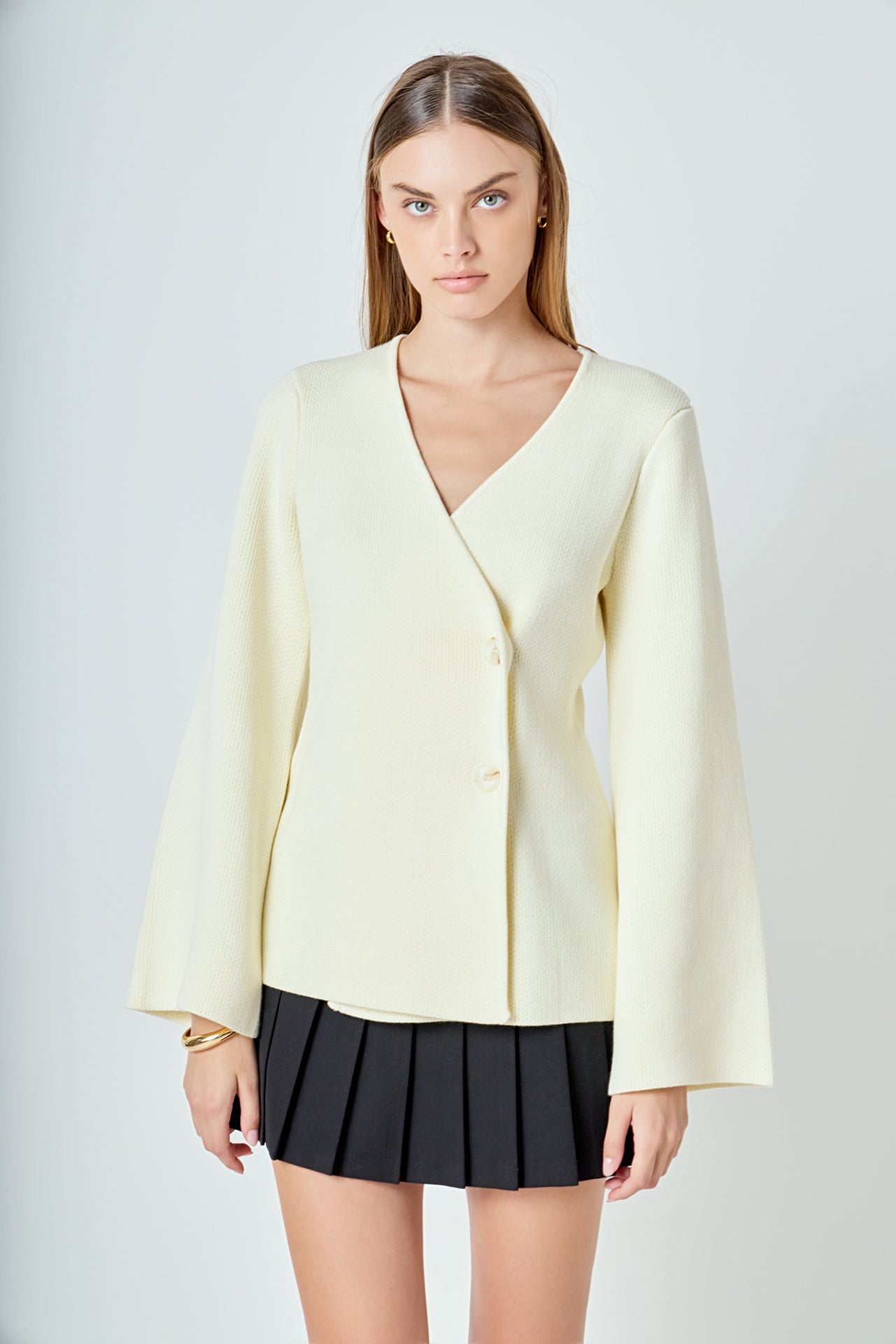 ENDLESS ROSE - 2 Button Cinched Sweater Cardigan - SWEATERS & KNITS available at Objectrare
