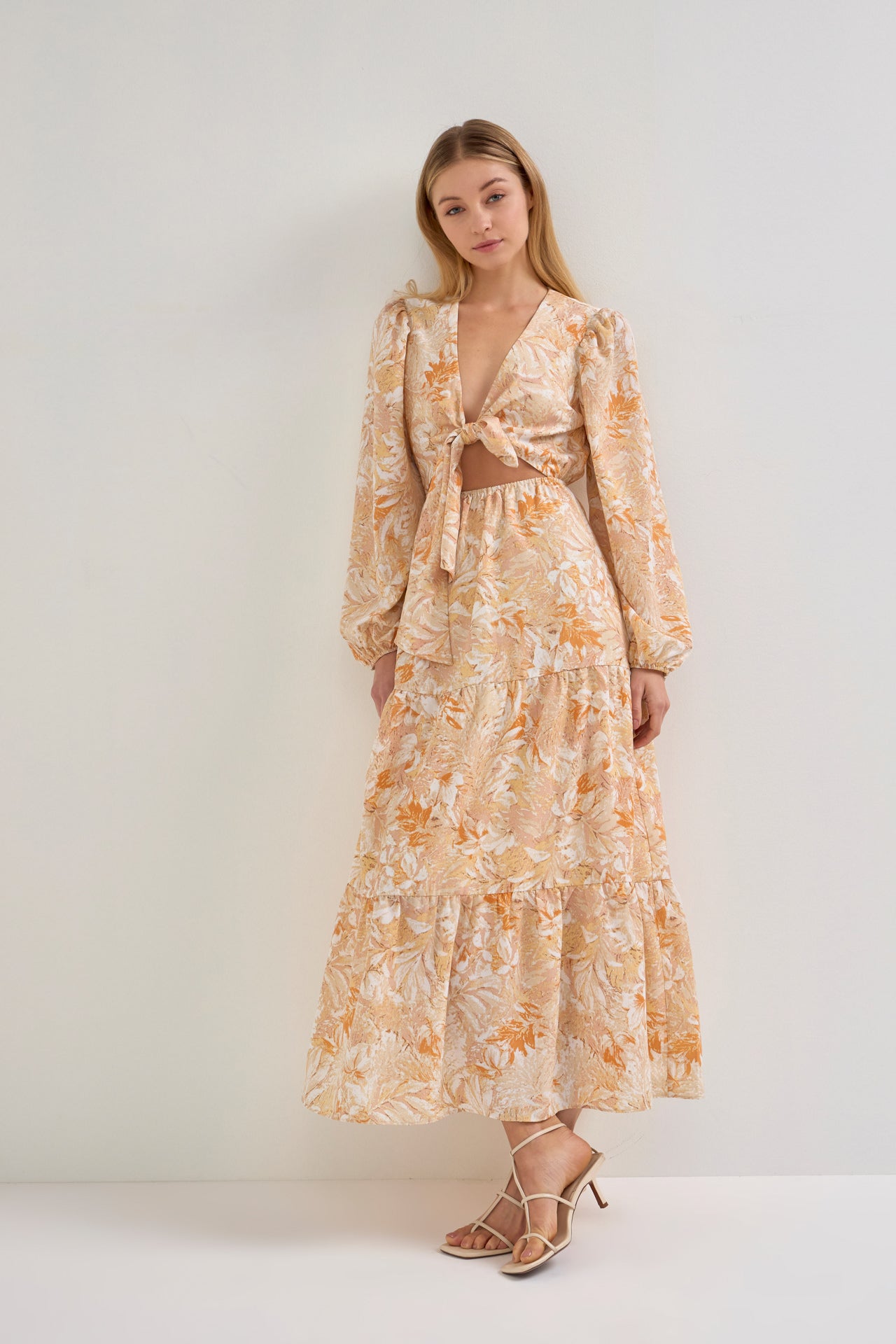 Front Tie Cut out Maxi Dress