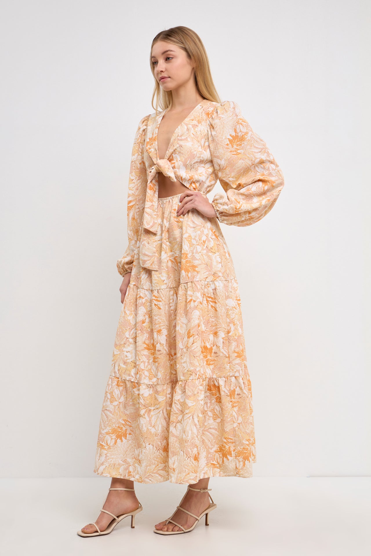 Front Tie Cut out Maxi Dress
