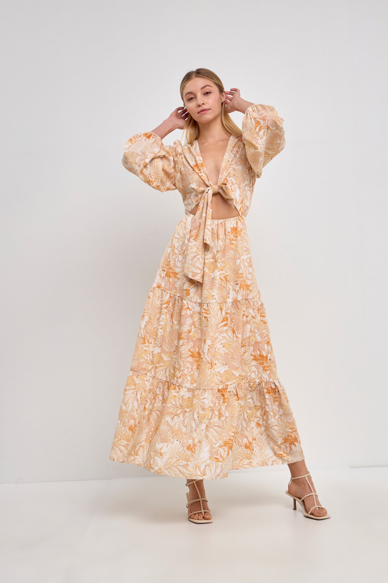 Front Tie Cut out Maxi Dress