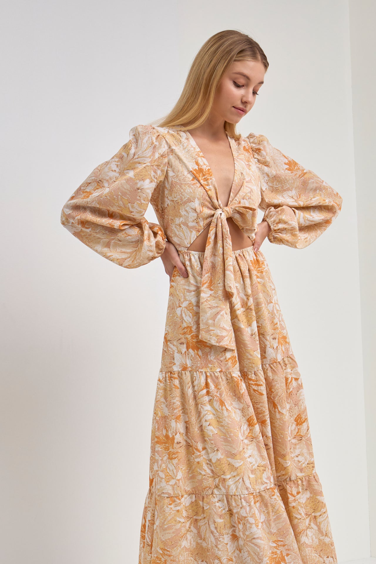Front Tie Cut out Maxi Dress