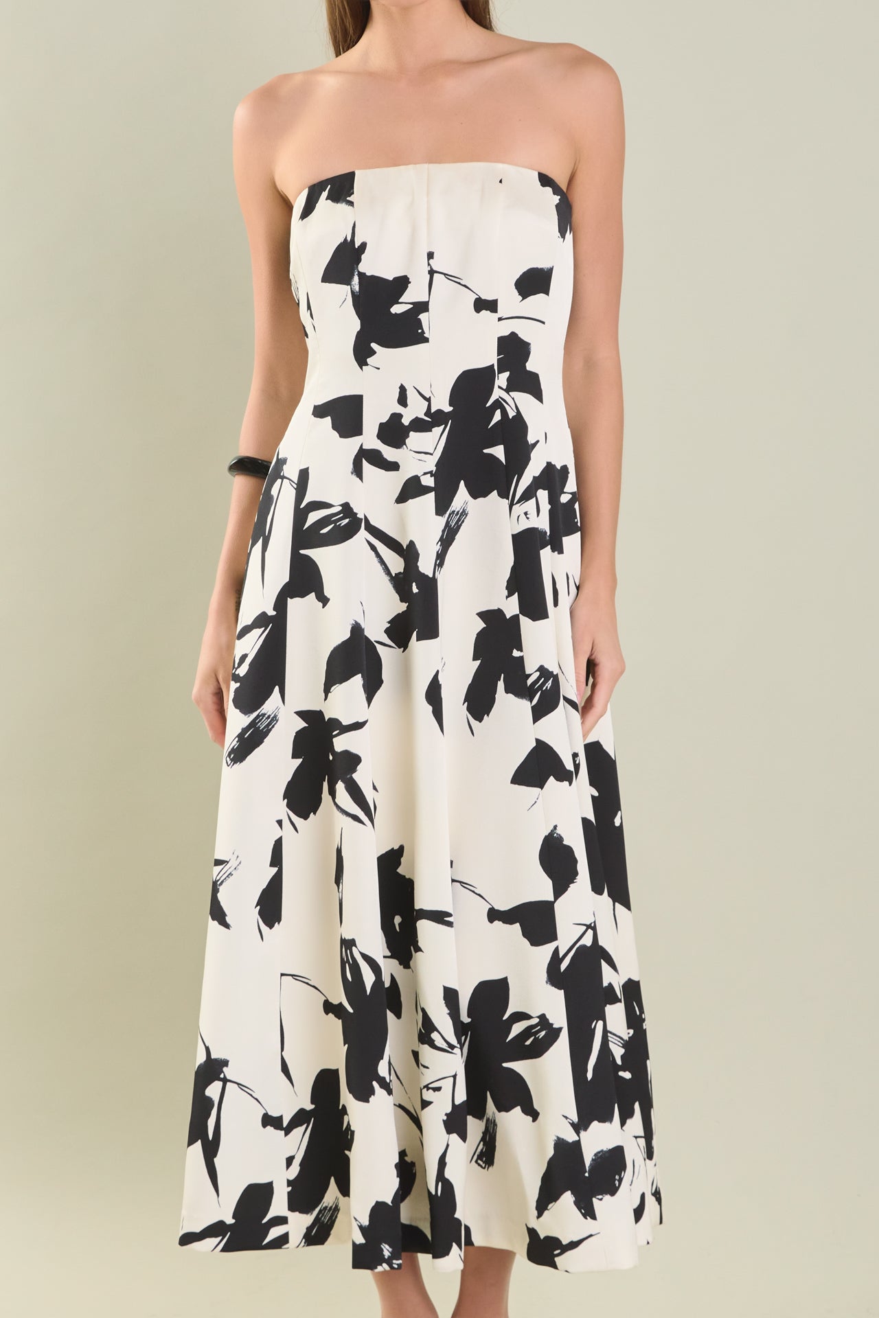 ENDLESS ROSE - Strapless Flounced Midi Dress - DRESSES available at Objectrare