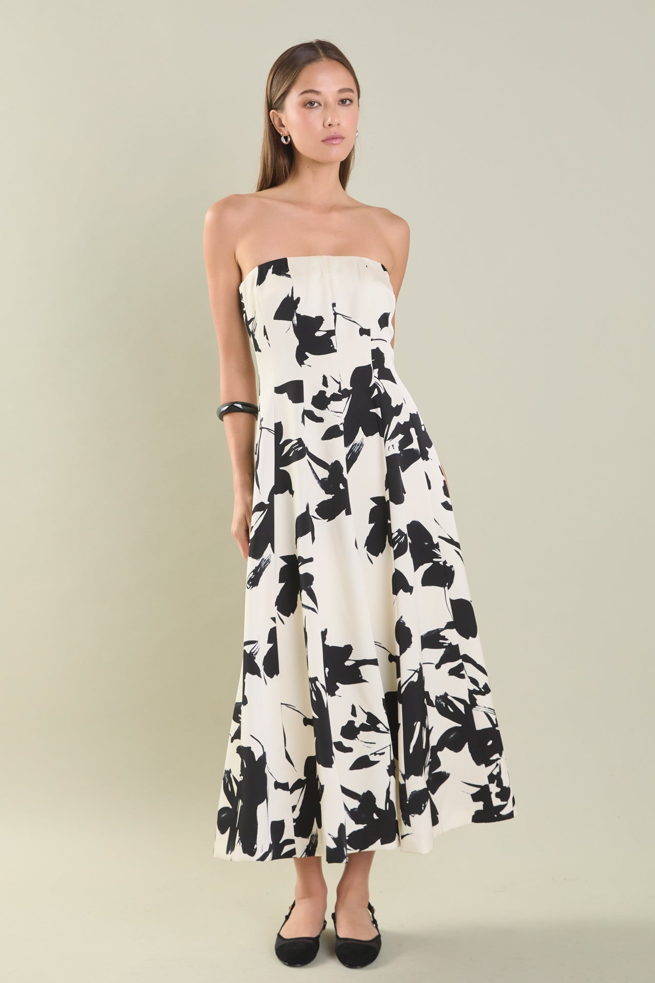 ENDLESS ROSE - Strapless Flounced Midi Dress - DRESSES available at Objectrare