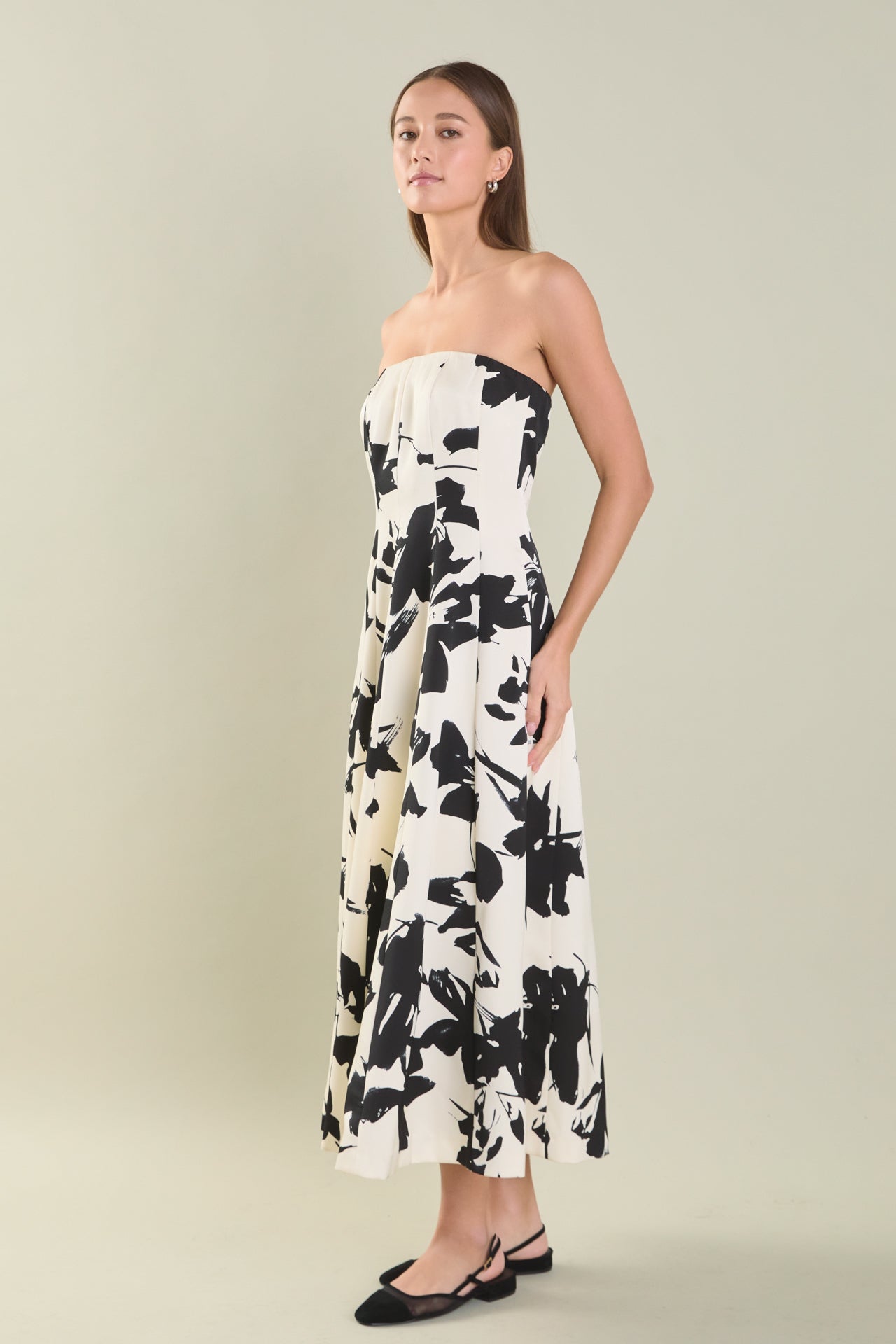 ENDLESS ROSE - Strapless Flounced Midi Dress - DRESSES available at Objectrare