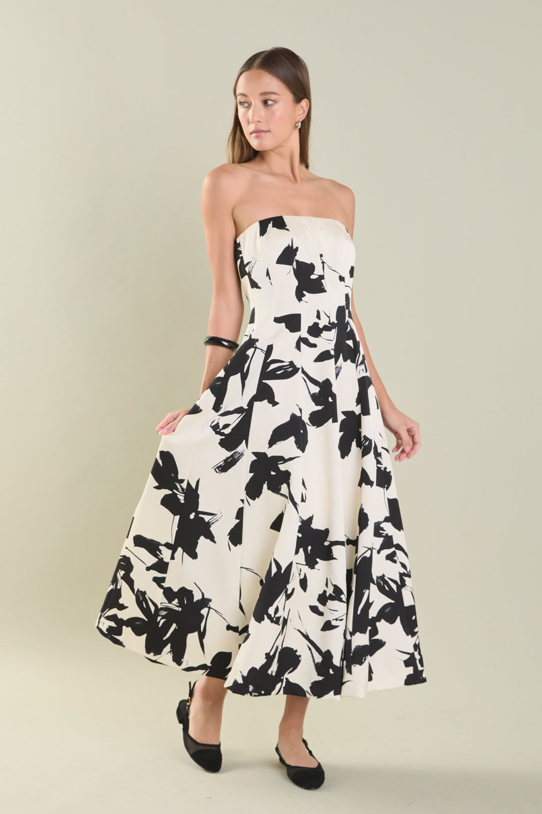 ENDLESS ROSE - Strapless Flounced Midi Dress - DRESSES available at Objectrare