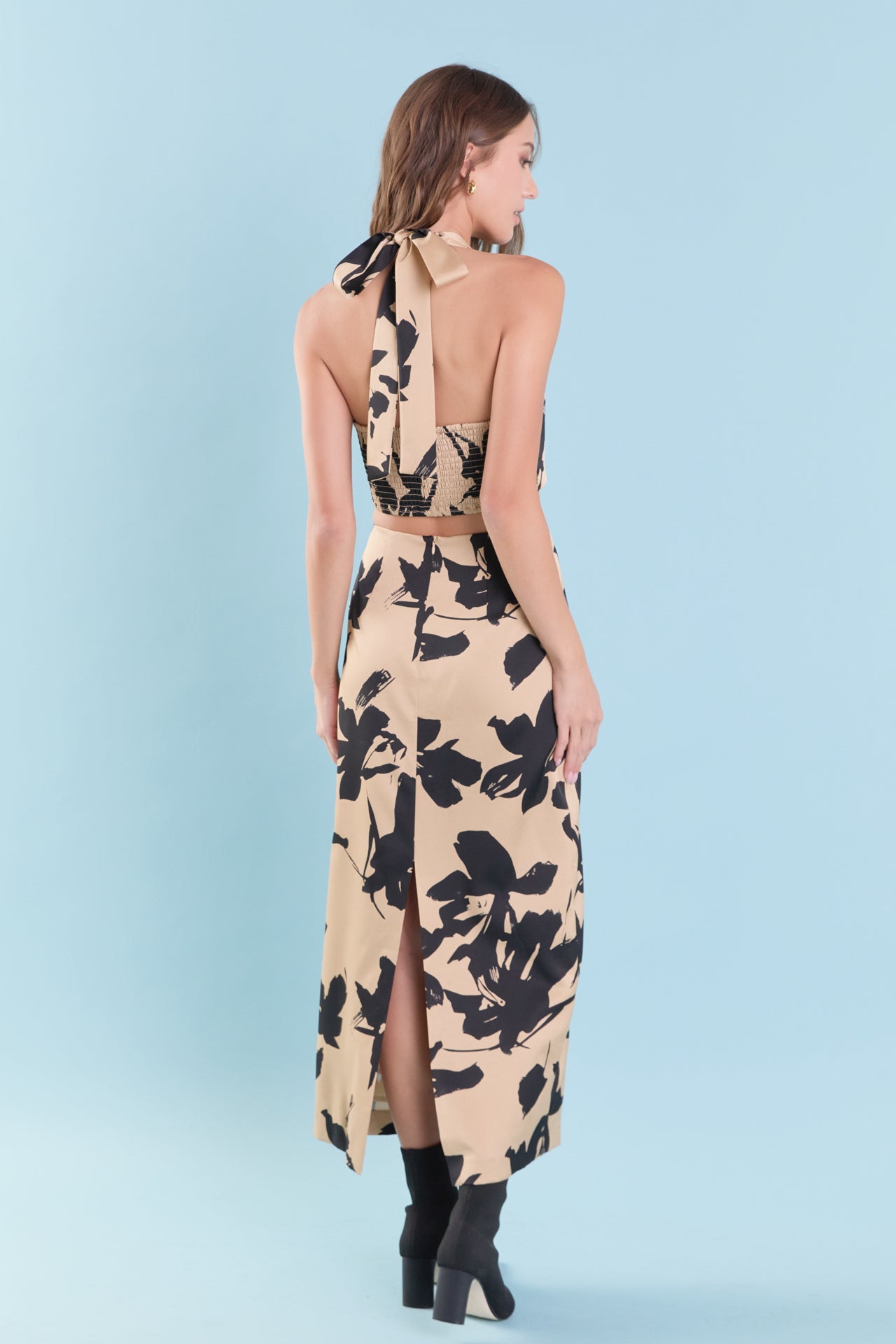 ENDLESS ROSE - Halter Ring Printed Maxi Dress - DRESSES available at Objectrare