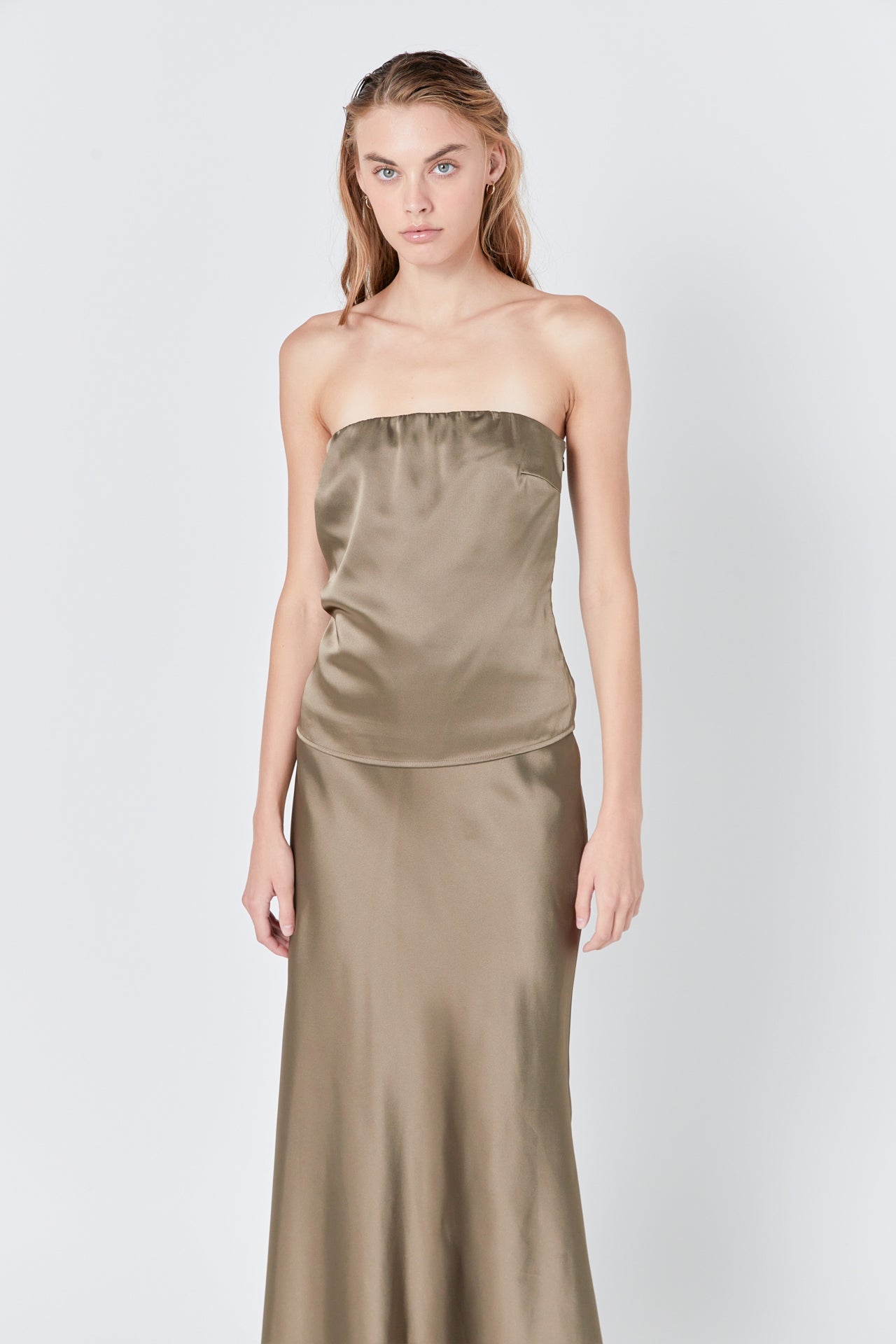 ENDLESS ROSE - Satin Strapless Top - TOPS available at Objectrare