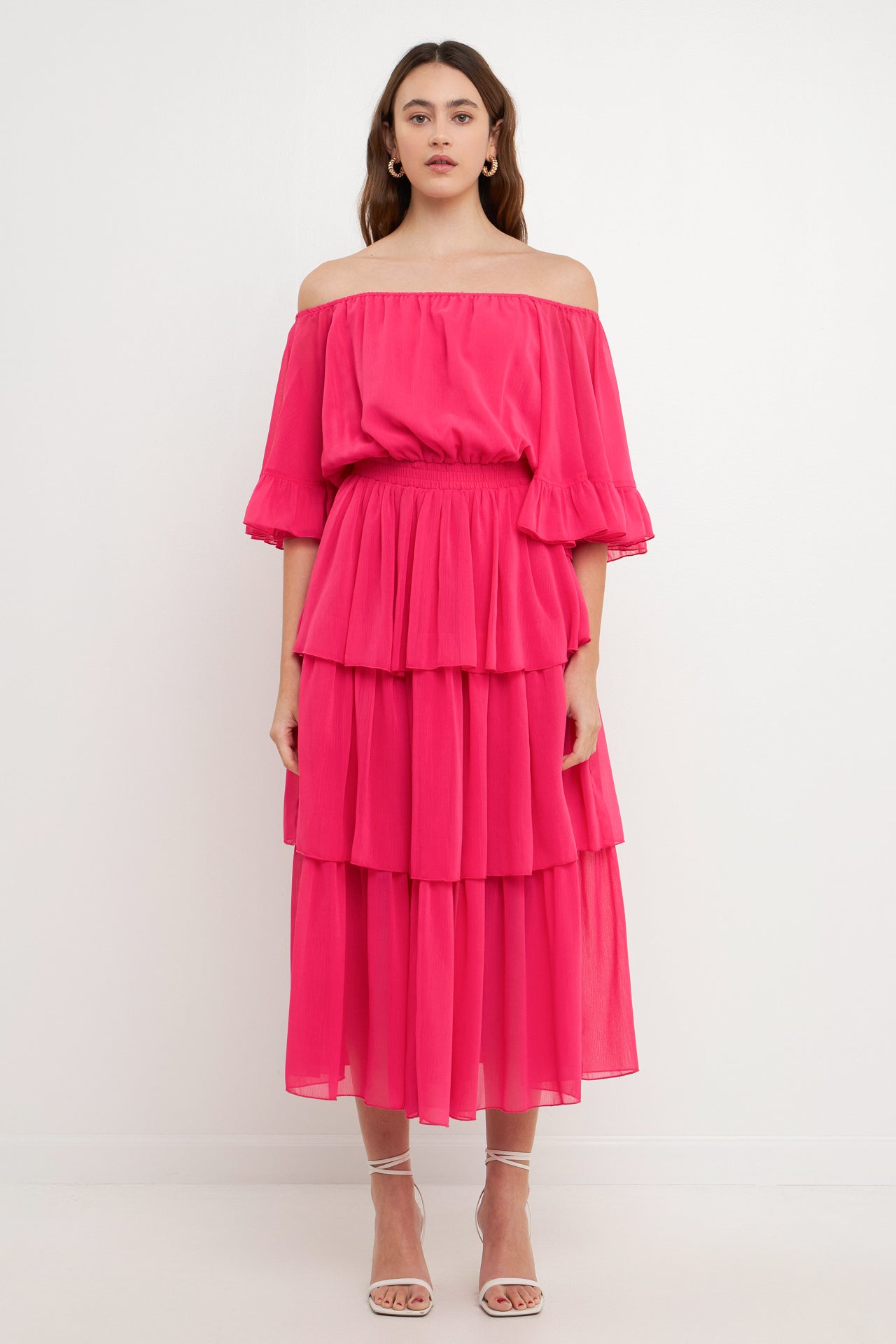 ENDLESS ROSE - Off-The-Shoulder Tiered Maxi Dress - DRESSES available at Objectrare