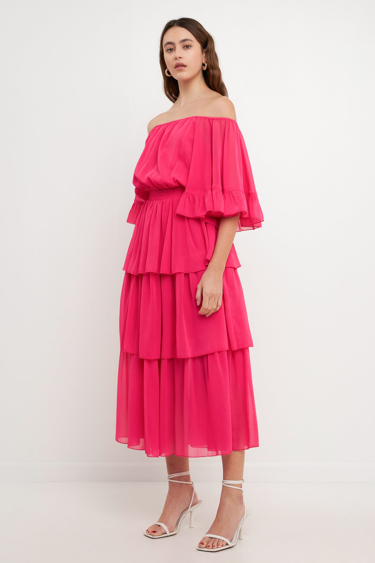 ENDLESS ROSE - Off-The-Shoulder Tiered Maxi Dress - DRESSES available at Objectrare