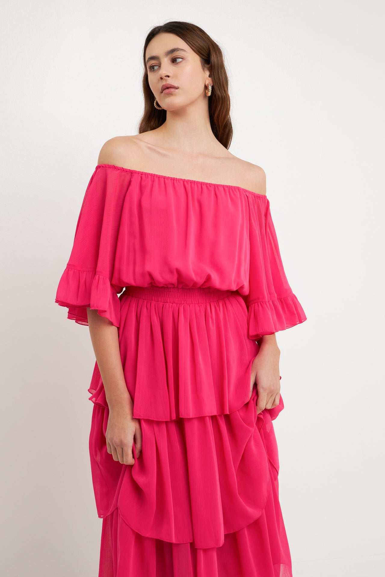 ENDLESS ROSE - Off-The-Shoulder Tiered Maxi Dress - DRESSES available at Objectrare