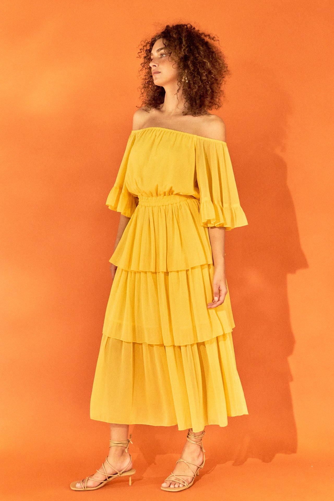 ENDLESS ROSE - Off-The-Shoulder Tiered Maxi Dress - DRESSES available at Objectrare