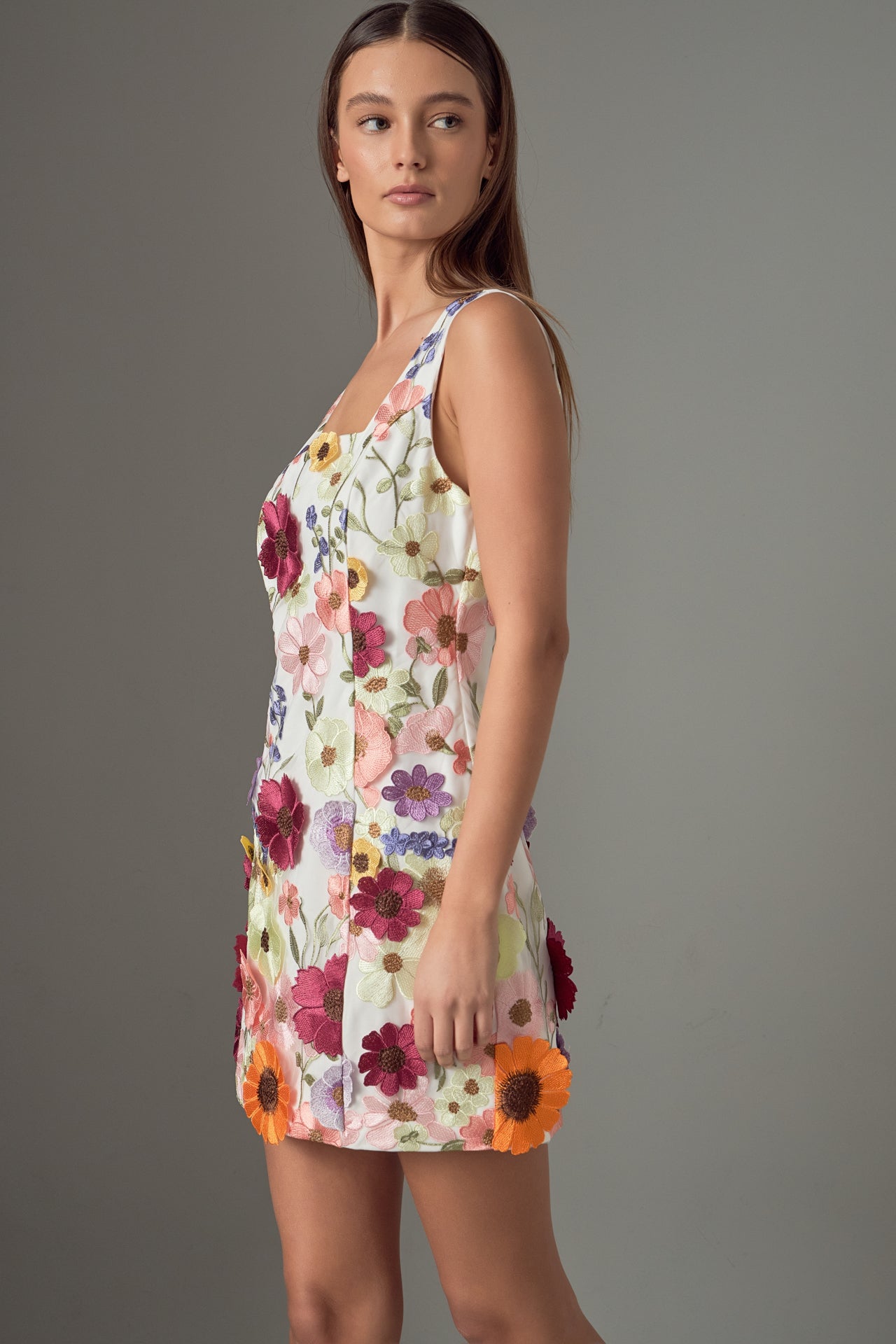 ENDLESS ROSE - Floral Embroidered Mini Dress - DRESSES available at Objectrare
