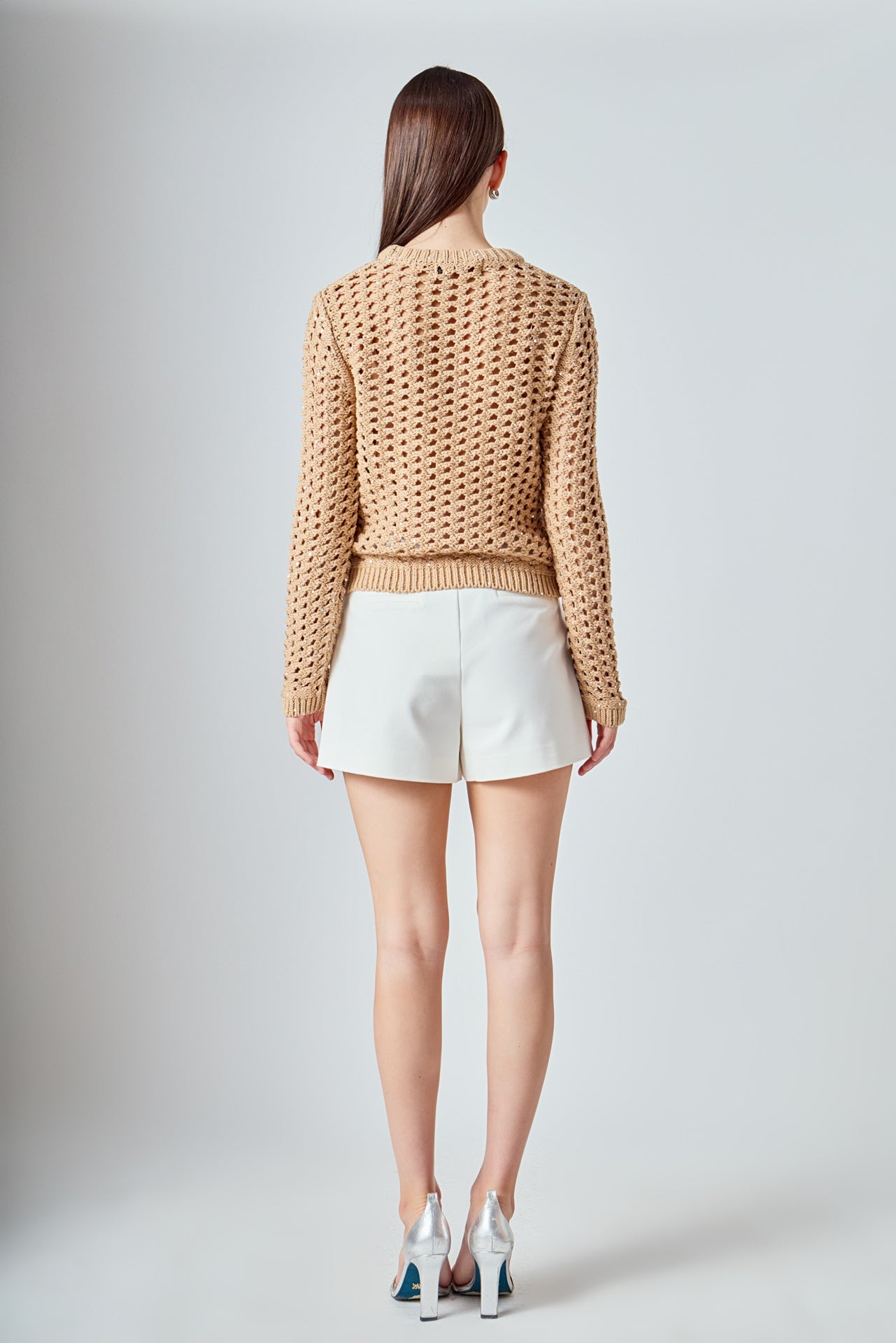 ENDLESS ROSE - Sequins Knit Long Sleeve Top - TOPS available at Objectrare
