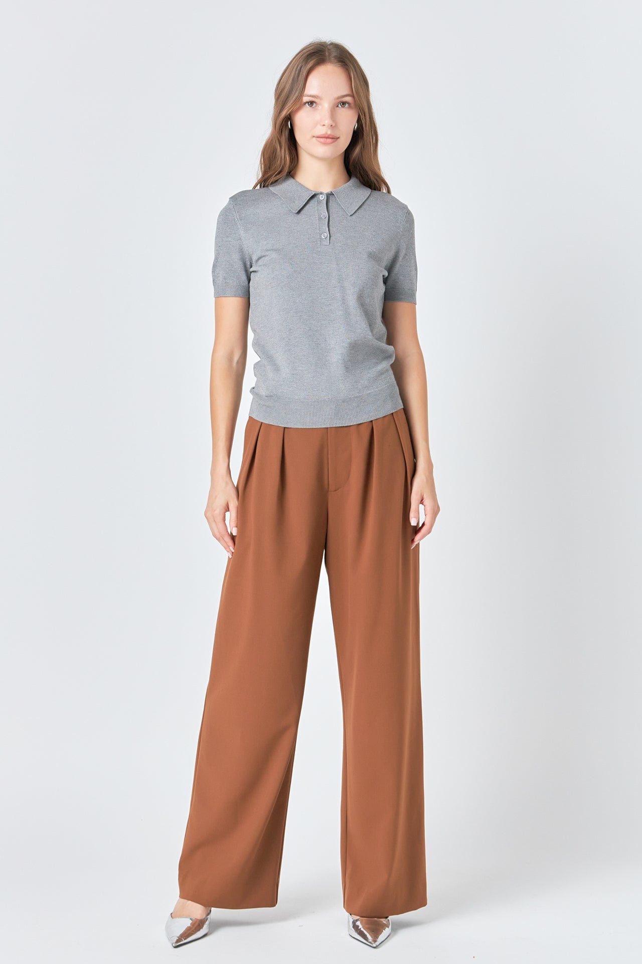 ENDLESS ROSE - Collared Short Sleeve Sweater - SWEATERS & KNITS available at Objectrare