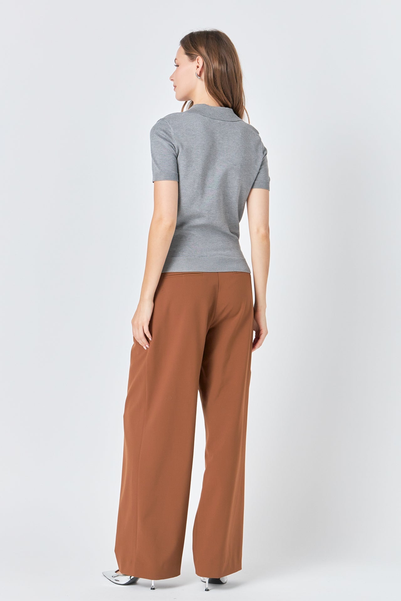 ENDLESS ROSE - Collared Short Sleeve Sweater - SWEATERS & KNITS available at Objectrare