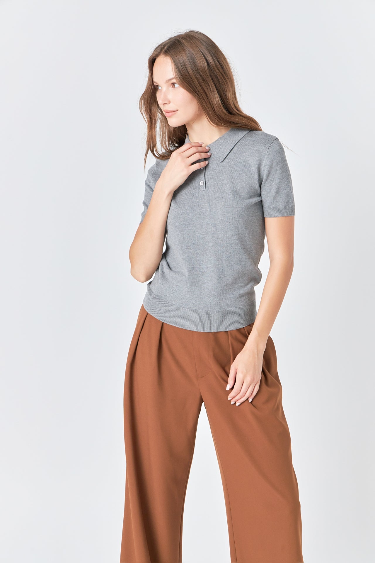 ENDLESS ROSE - Collared Short Sleeve Sweater - SWEATERS & KNITS available at Objectrare